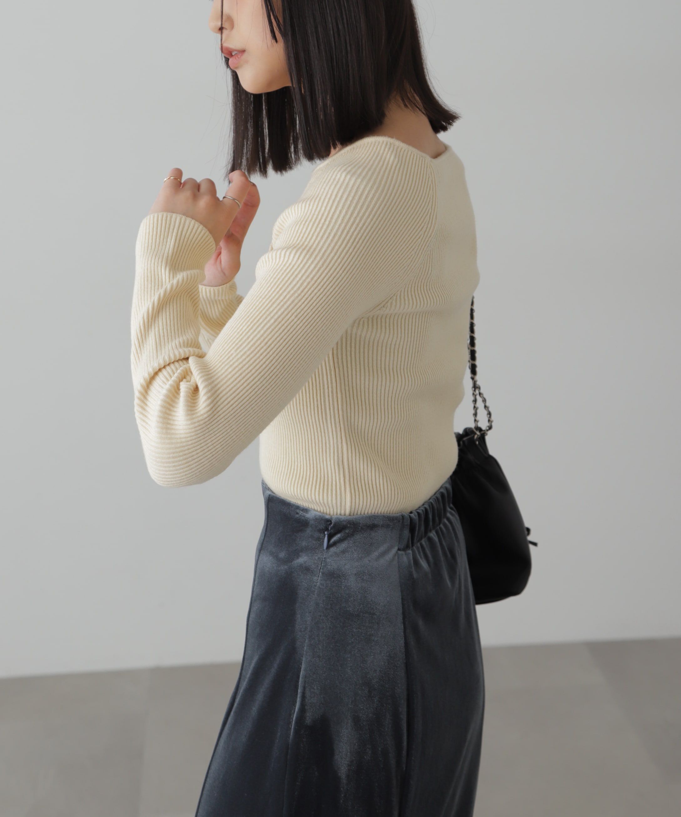  「クルーネックカッティングニット」|ニット・セーター|