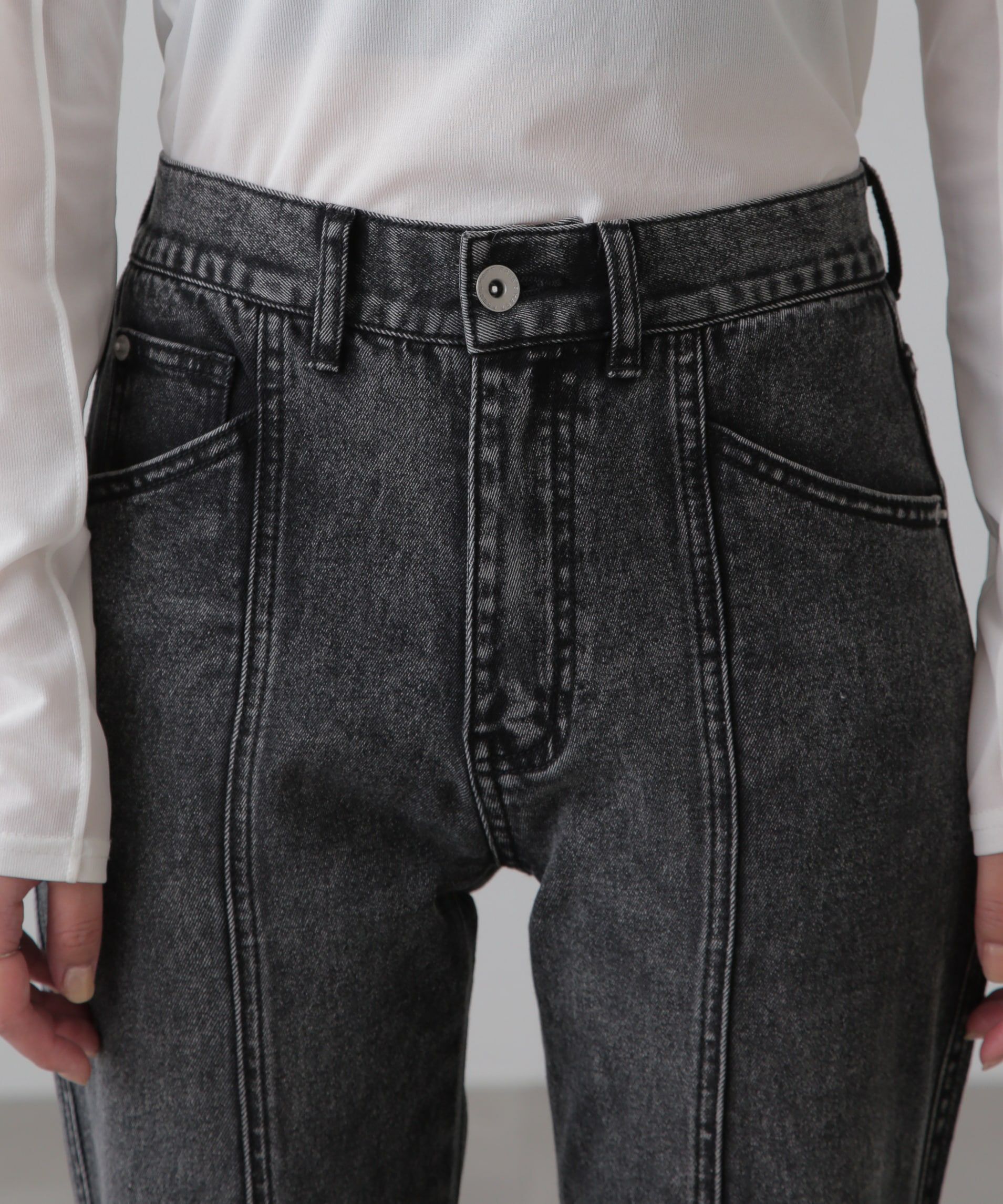  「[低身長サイズ/Sシリーズ]フロントシームフレアストレッチデニムパンツ」|その他|