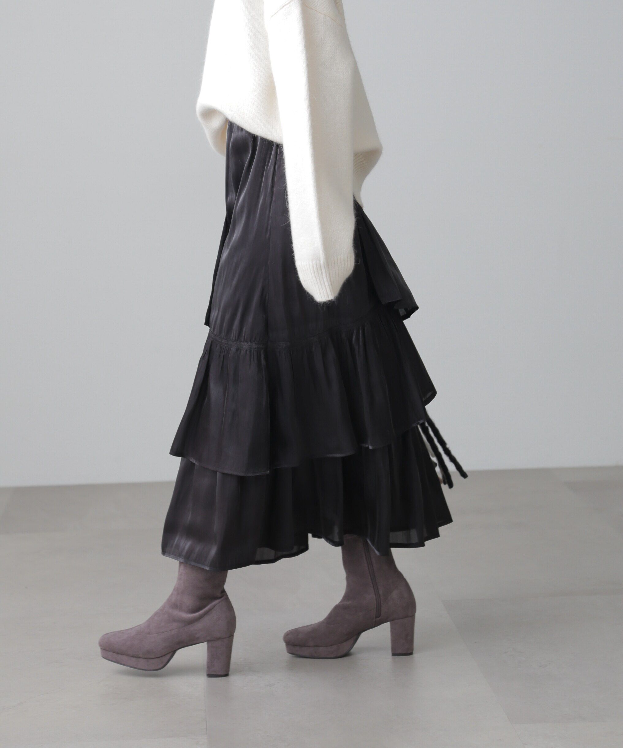  「アシメシャーリングティアードスカート」|スカート|