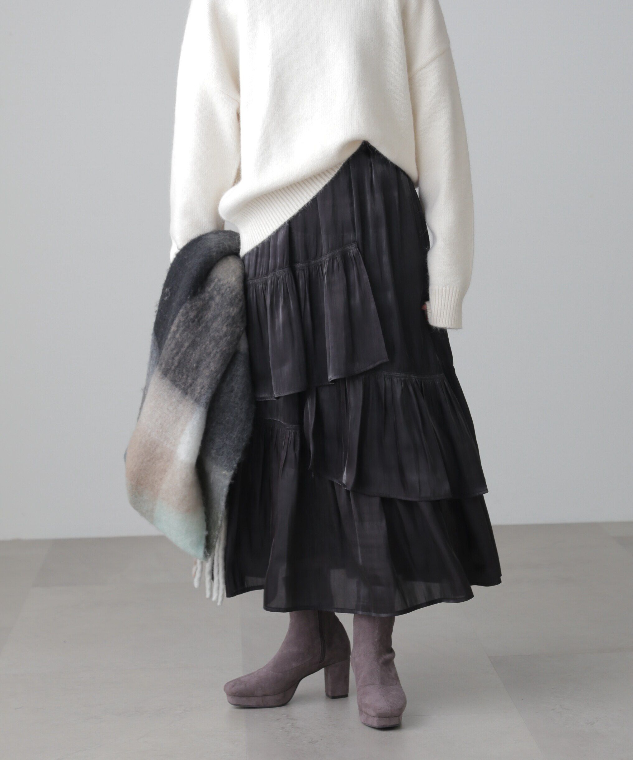  「アシメシャーリングティアードスカート」|スカート|