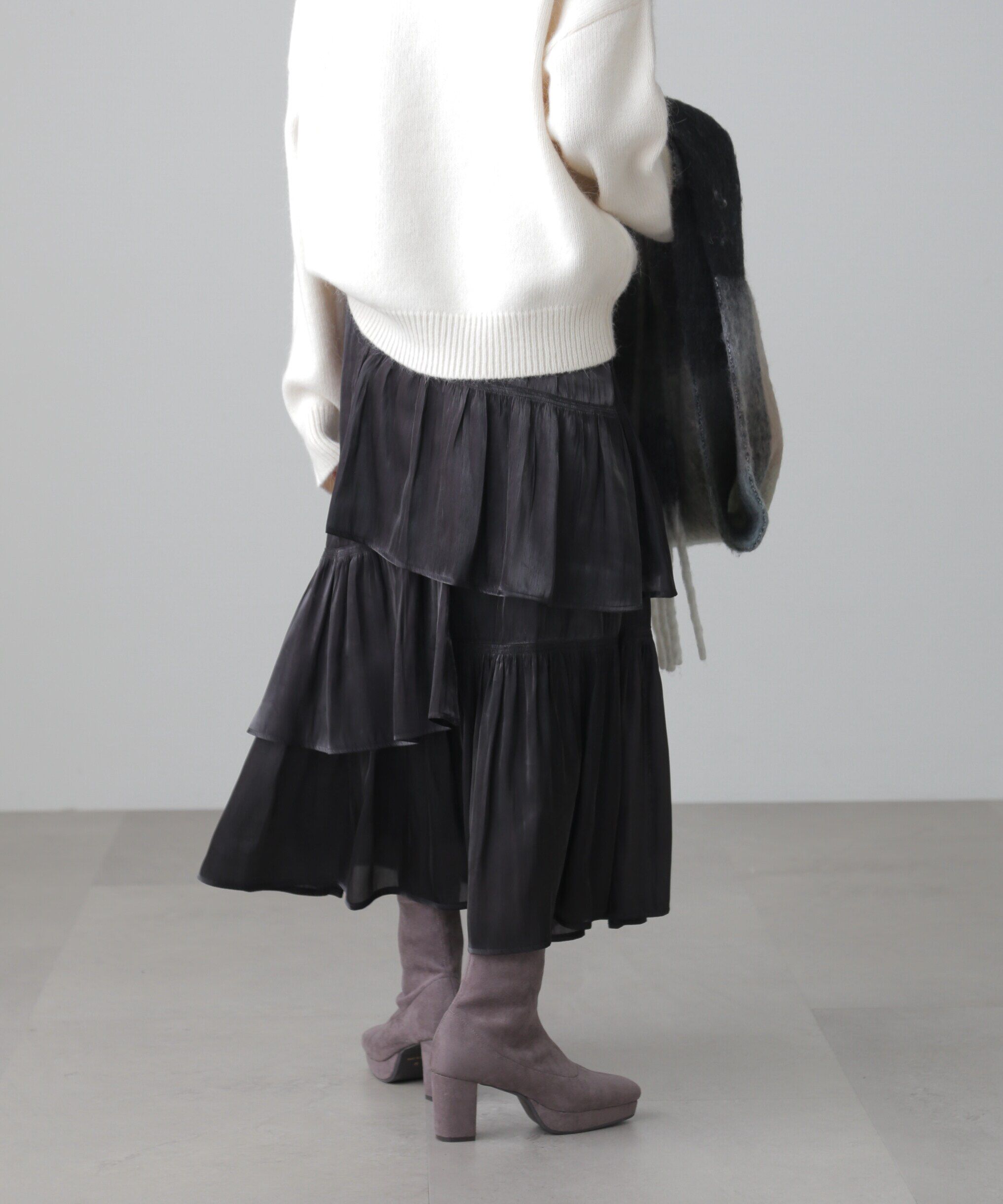  「アシメシャーリングティアードスカート」|スカート|
