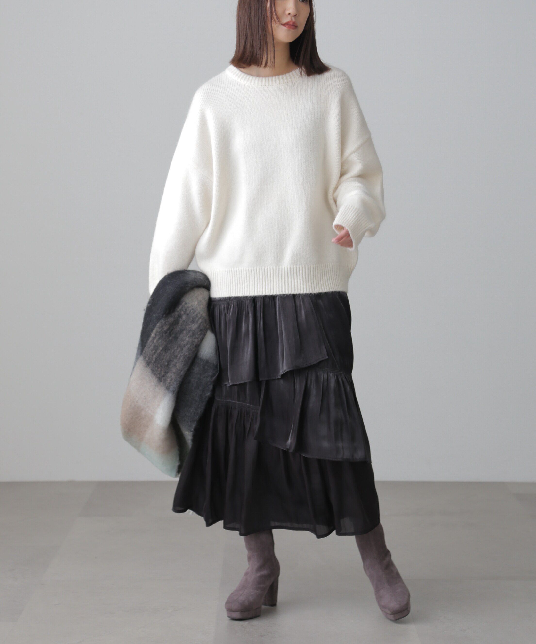  「アシメシャーリングティアードスカート」|スカート|