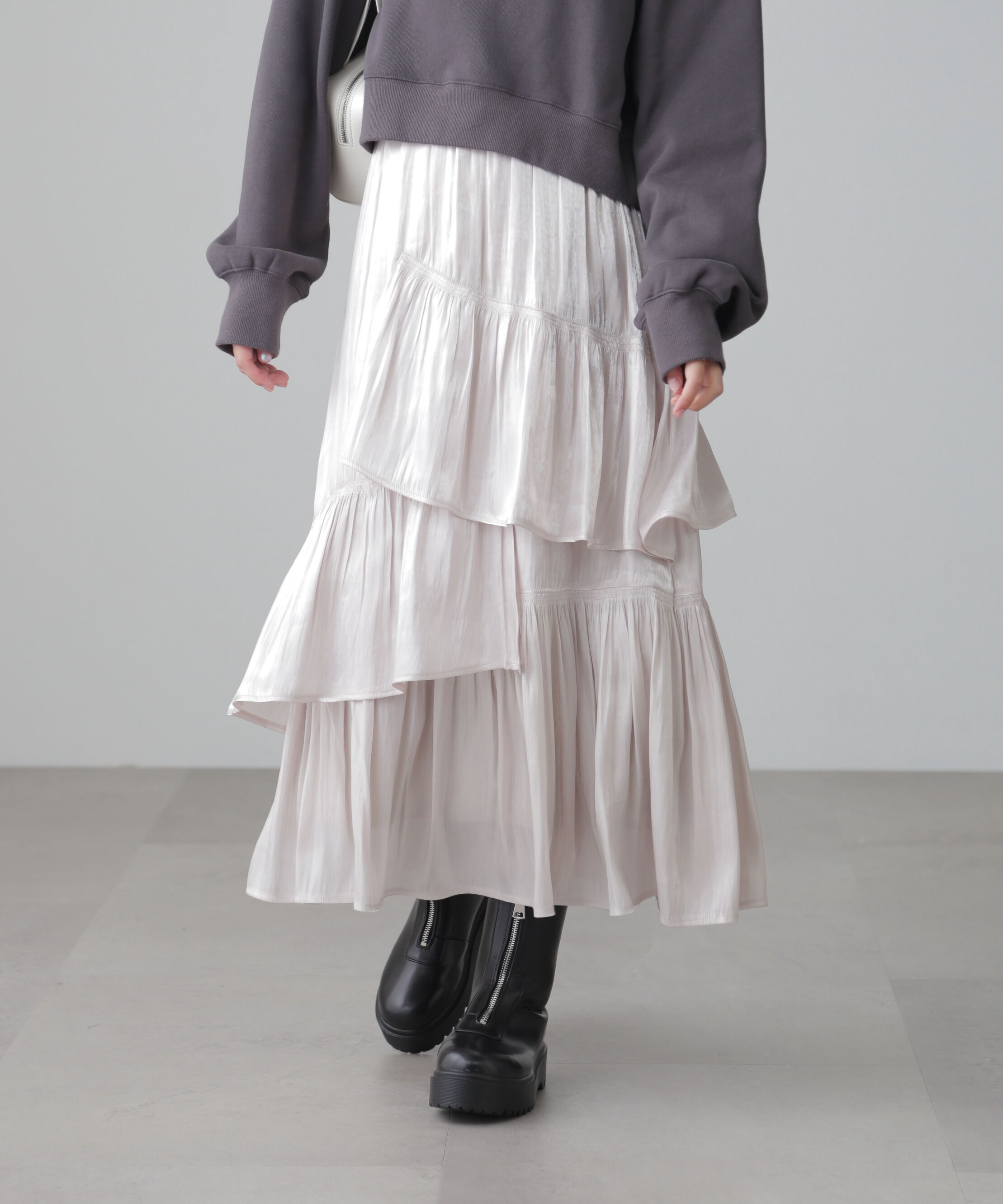  「アシメシャーリングティアードスカート」|スカート|オフ
