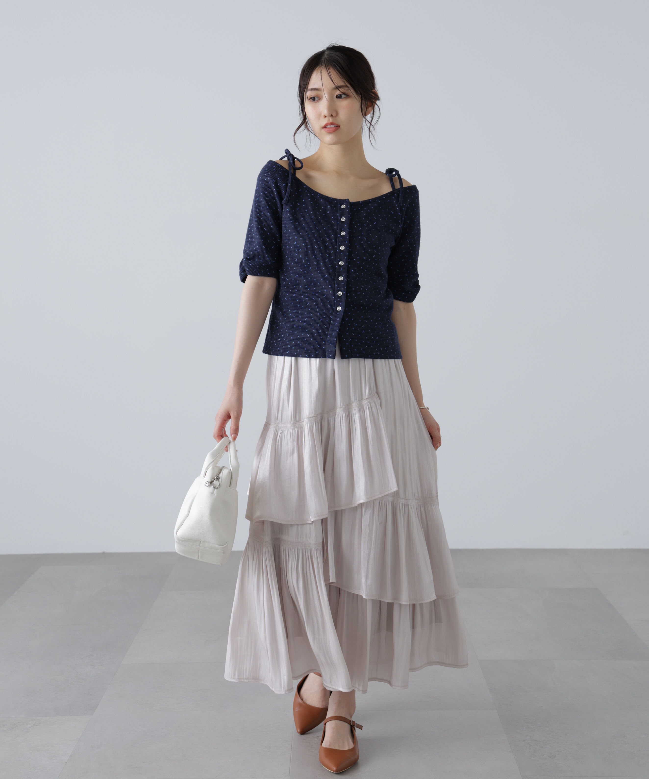  「アシメシャーリングティアードスカート」|スカート|