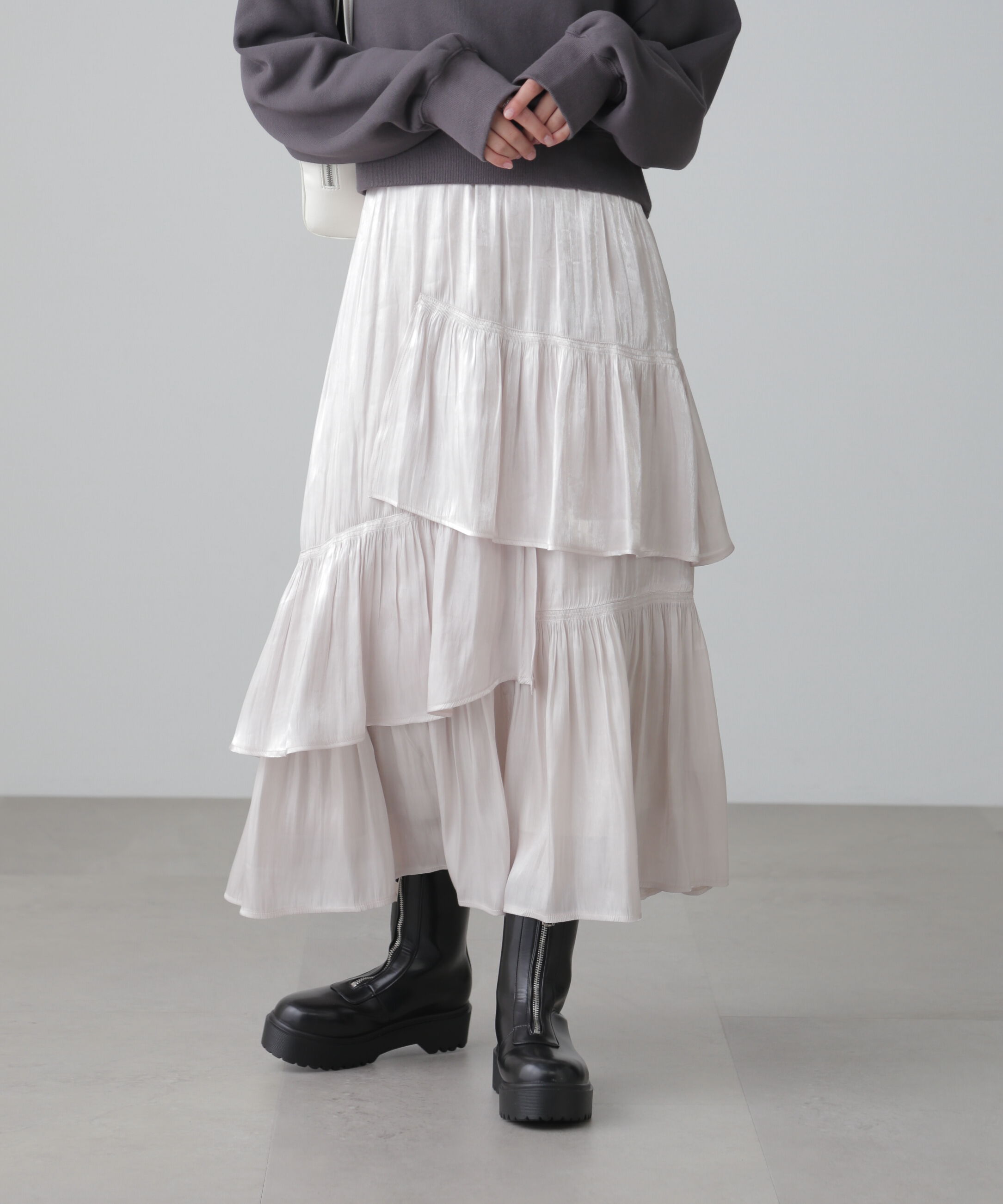  「アシメシャーリングティアードスカート」|スカート|