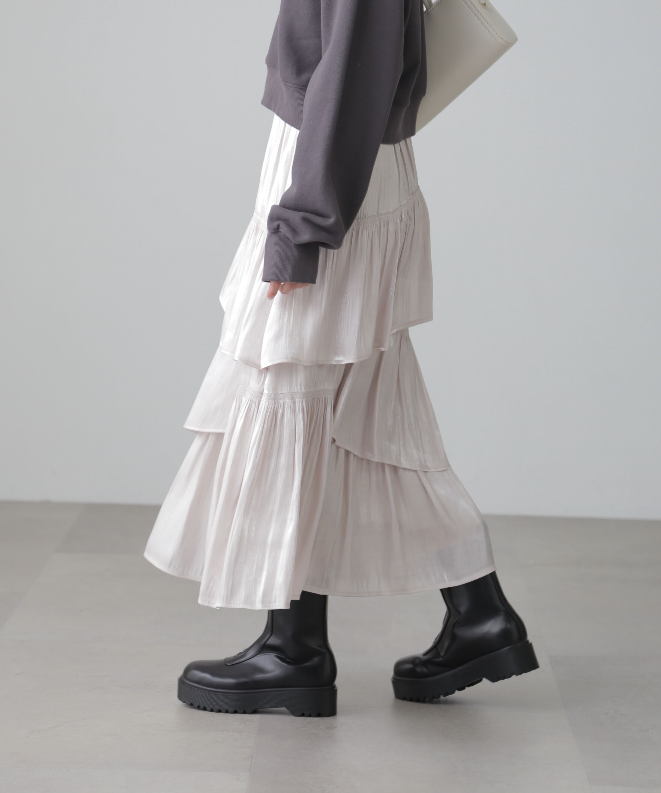  「アシメシャーリングティアードスカート」|スカート|