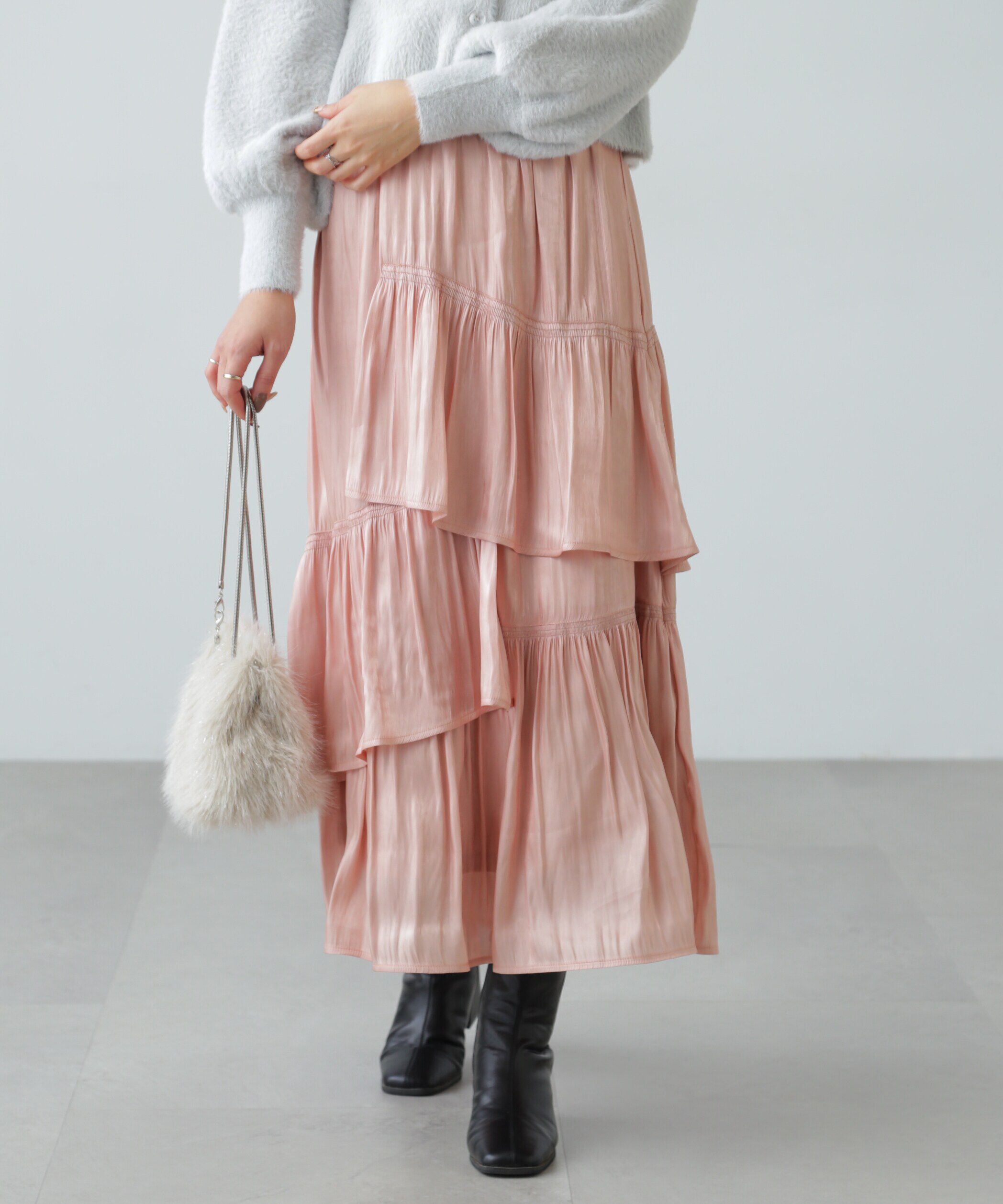  「アシメシャーリングティアードスカート」|スカート|