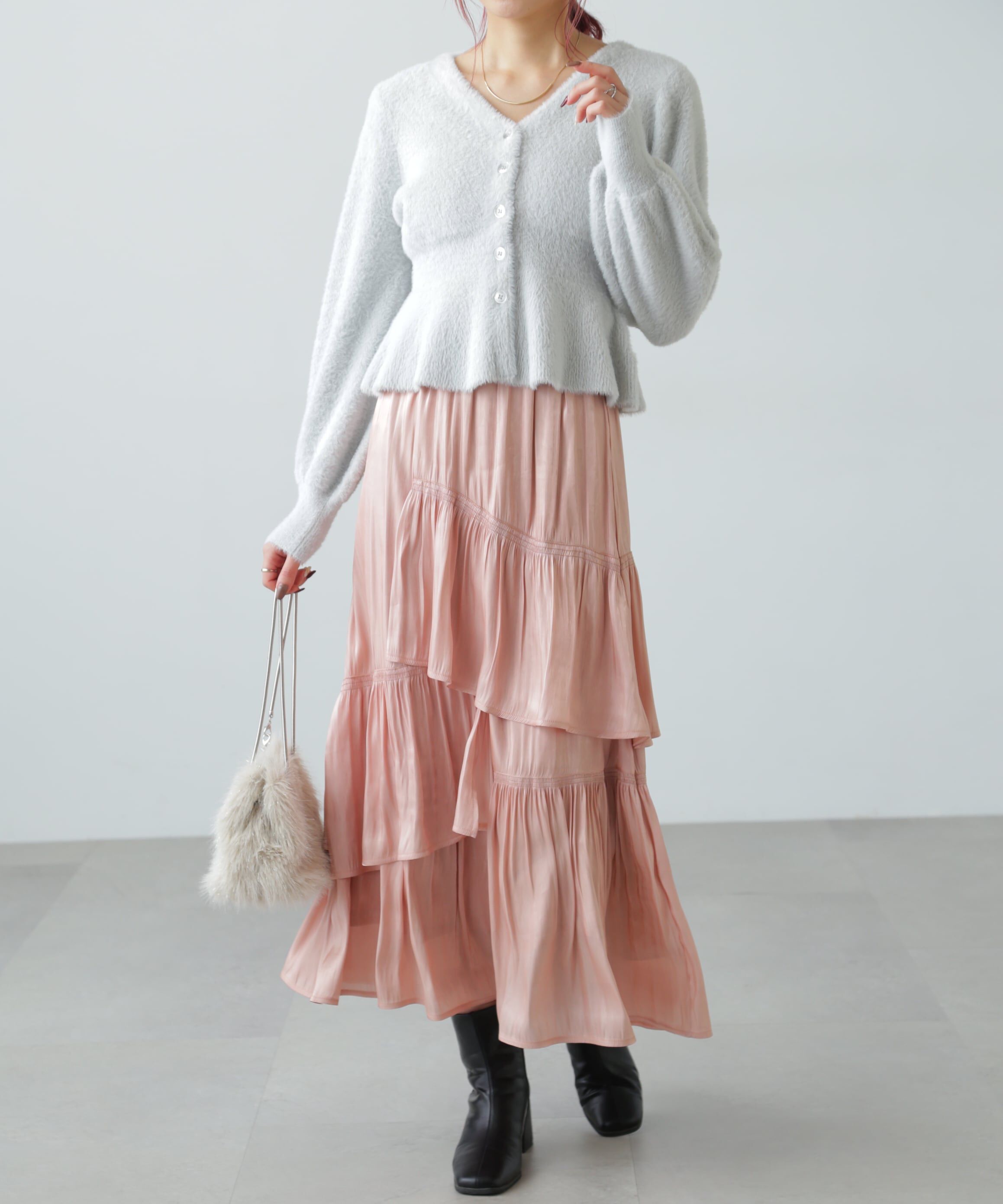  「アシメシャーリングティアードスカート」|スカート|