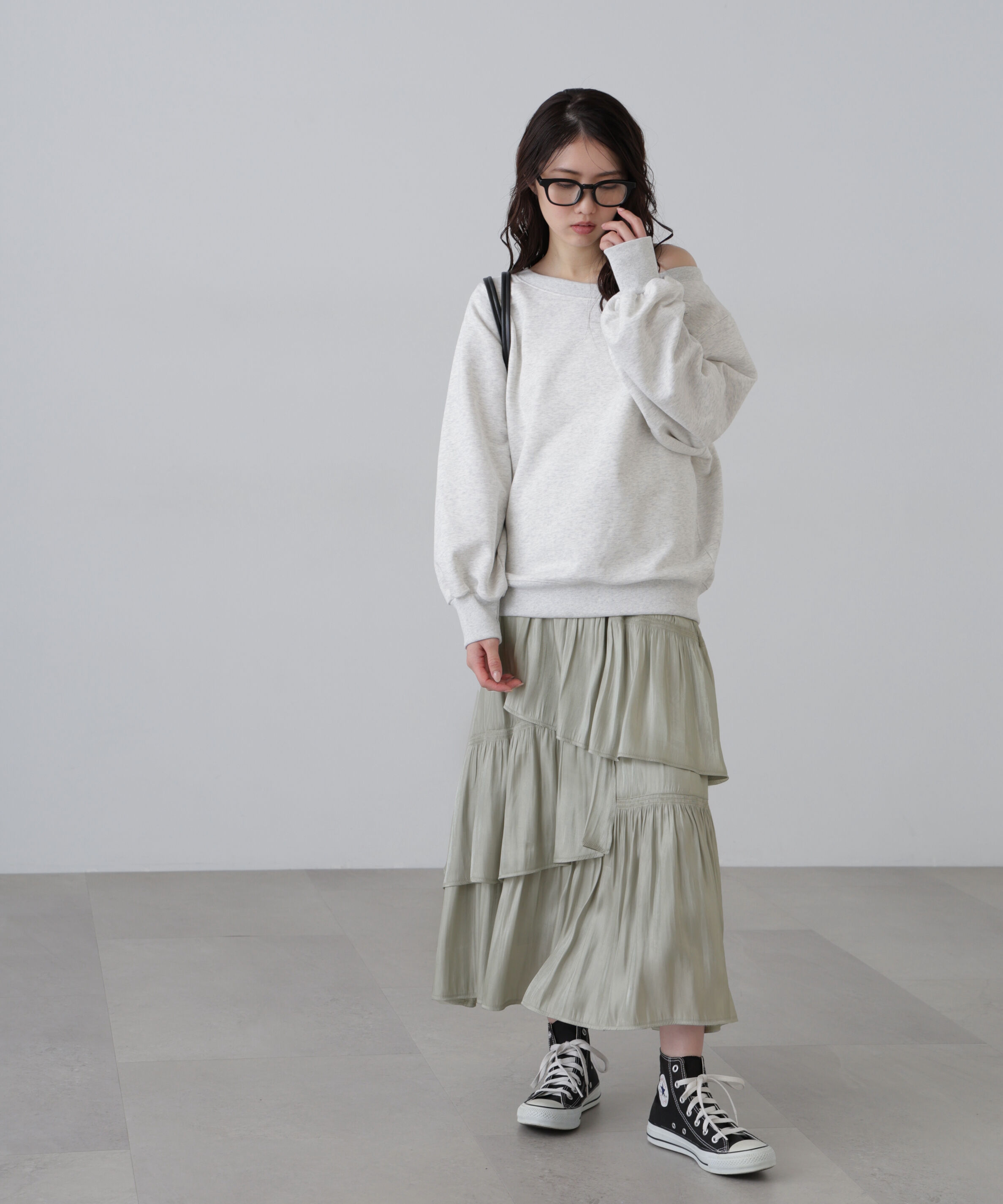  「アシメシャーリングティアードスカート」|スカート|