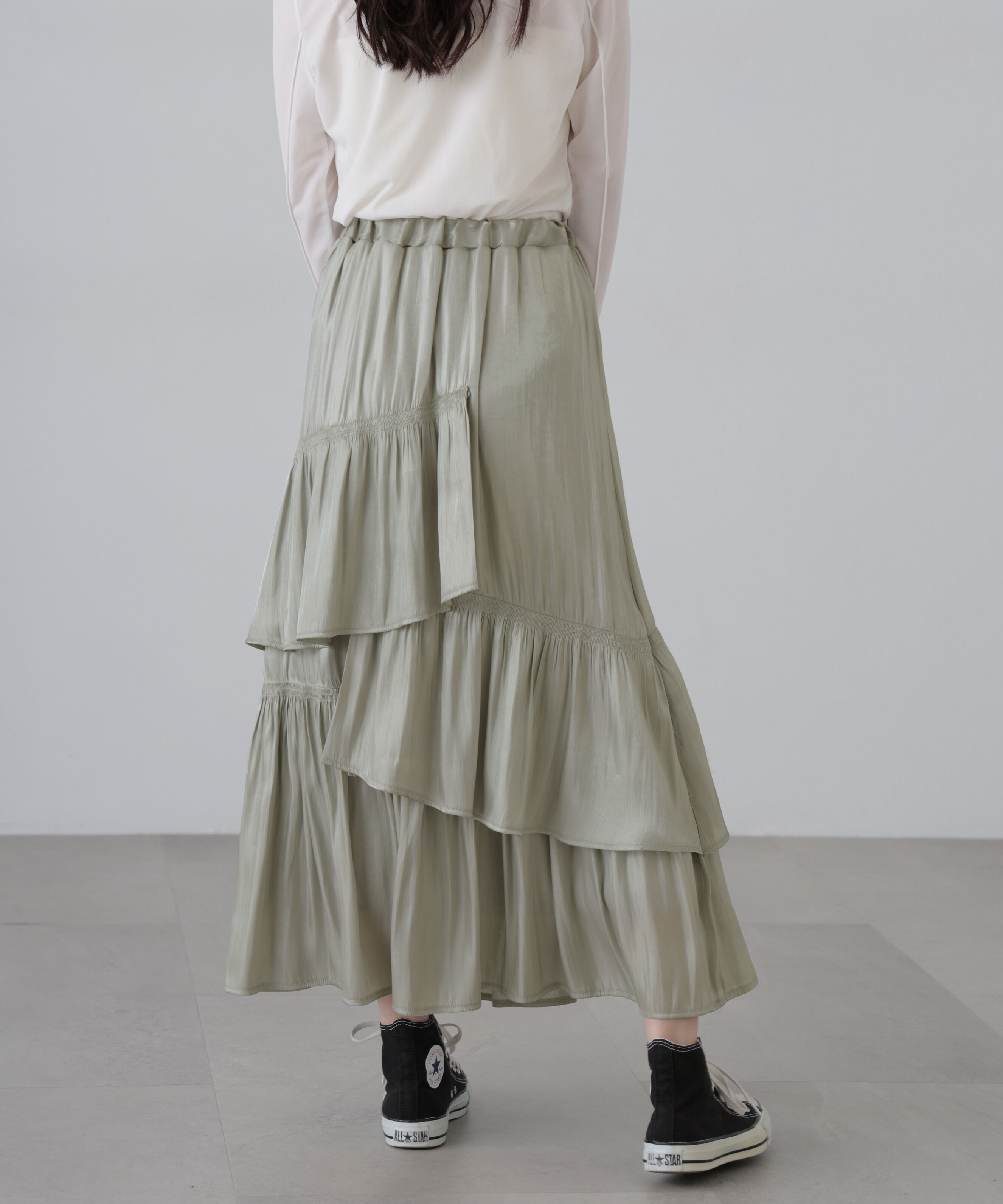  「アシメシャーリングティアードスカート」|スカート|