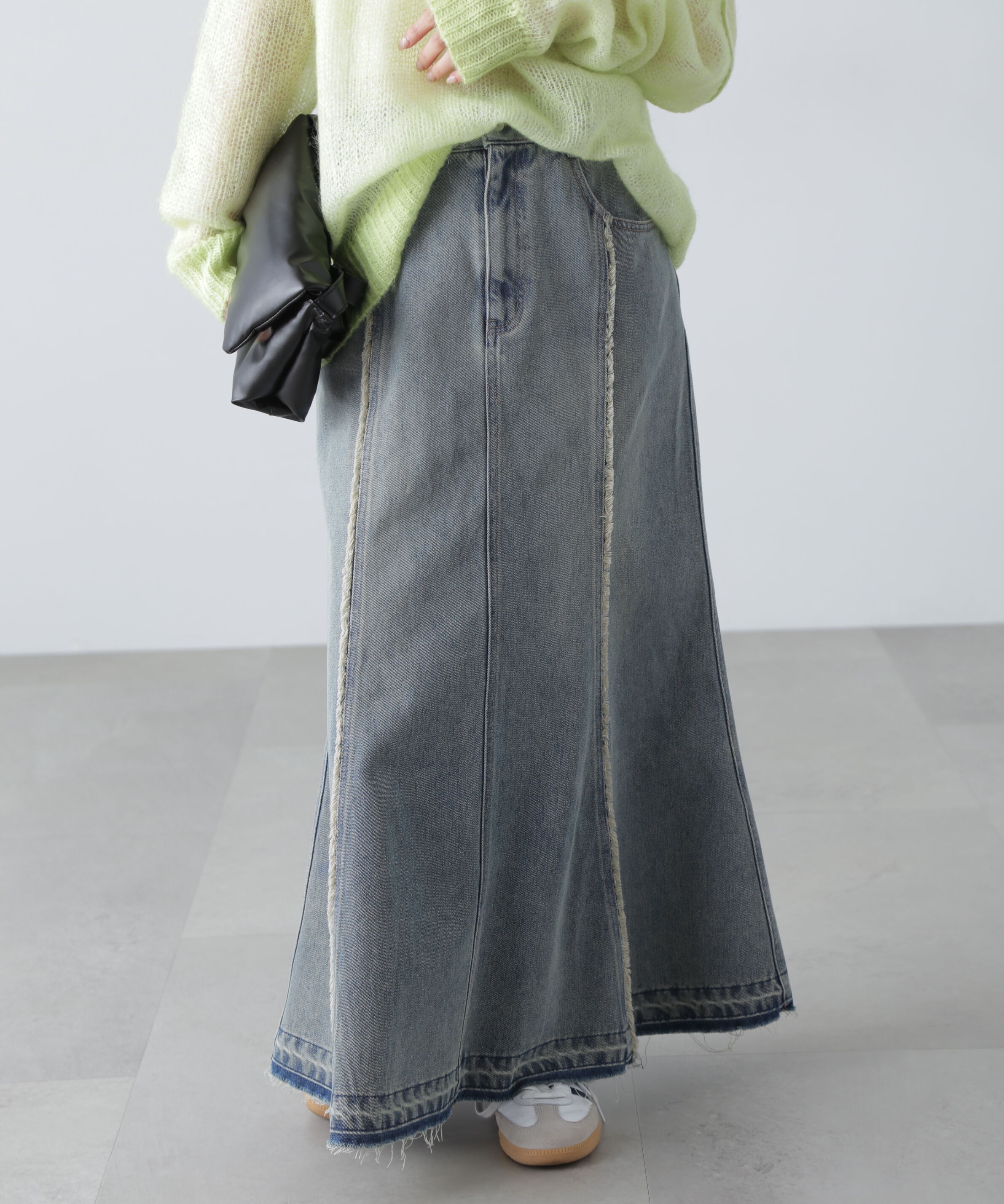  「パネルフリンジマーメイドデニムスカート」|スカート|