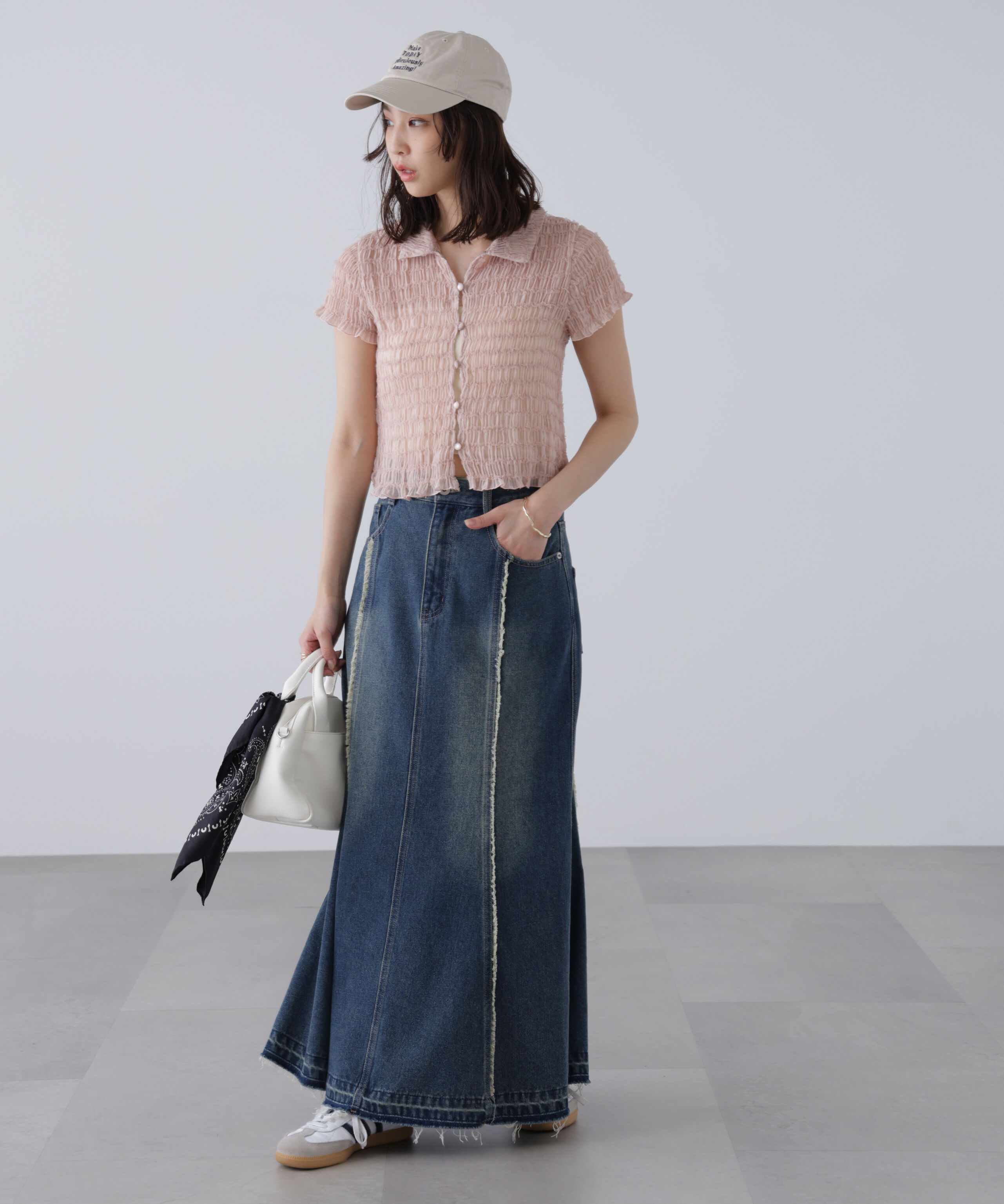  「パネルフリンジマーメイドデニムスカート」|スカート|