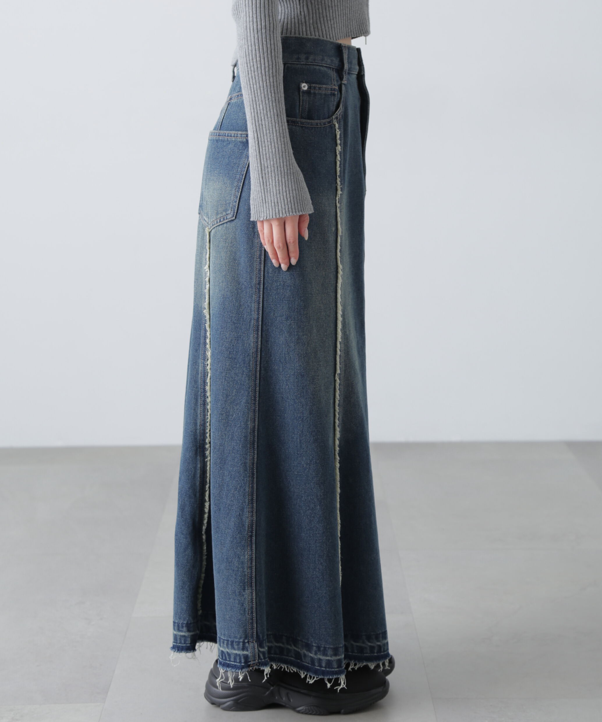 「パネルフリンジマーメイドデニムスカート」|スカート|