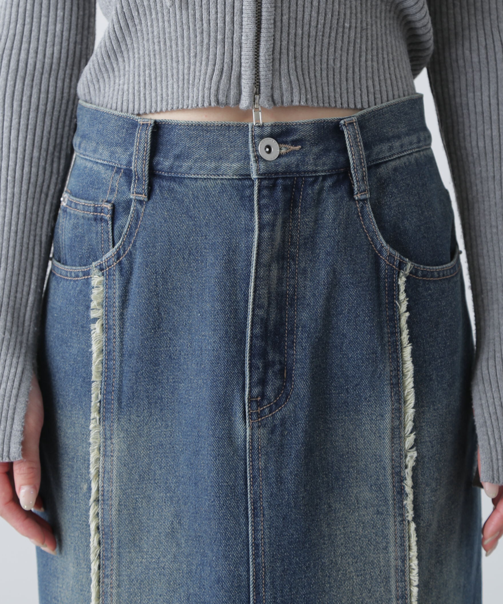  「パネルフリンジマーメイドデニムスカート」|スカート|