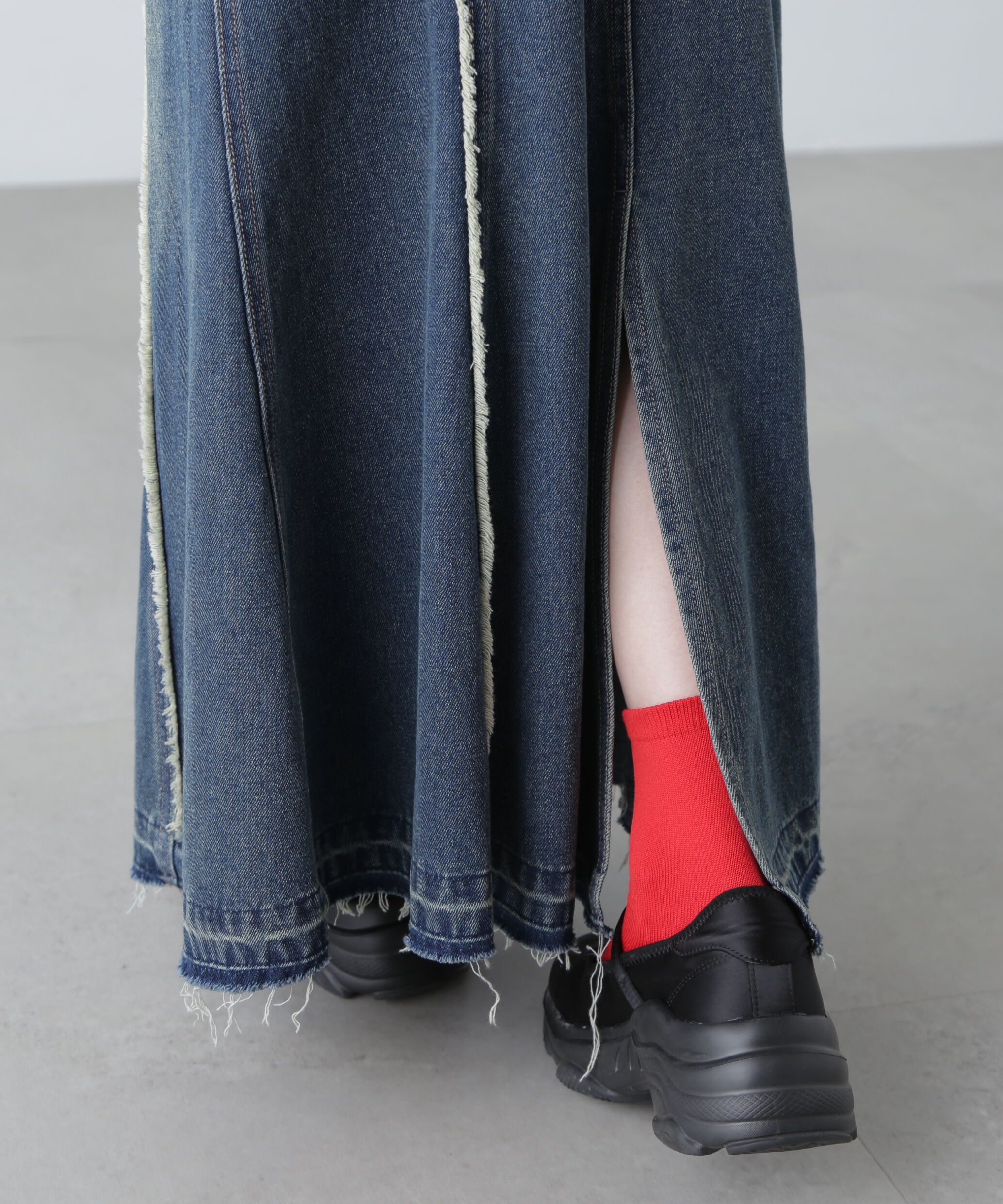  「パネルフリンジマーメイドデニムスカート」|スカート|