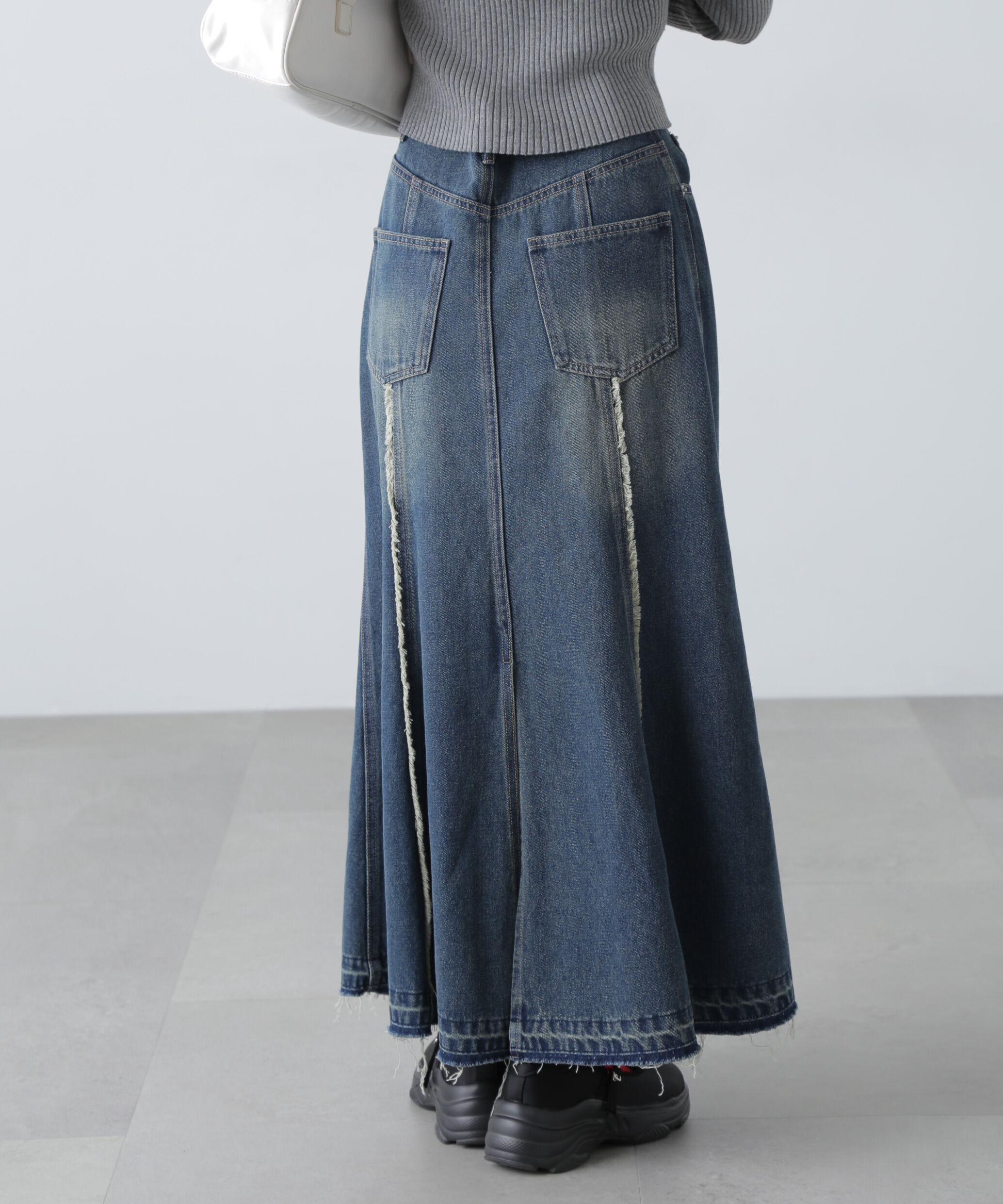  「パネルフリンジマーメイドデニムスカート」|スカート|