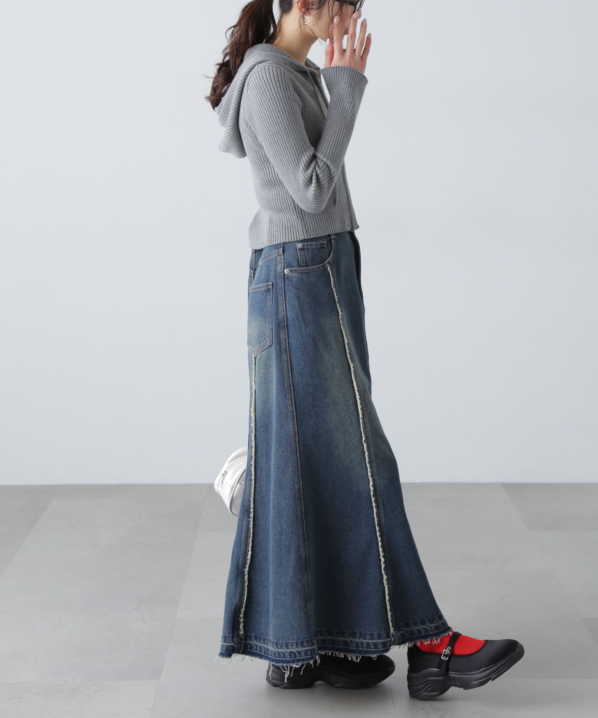  「パネルフリンジマーメイドデニムスカート」|スカート|