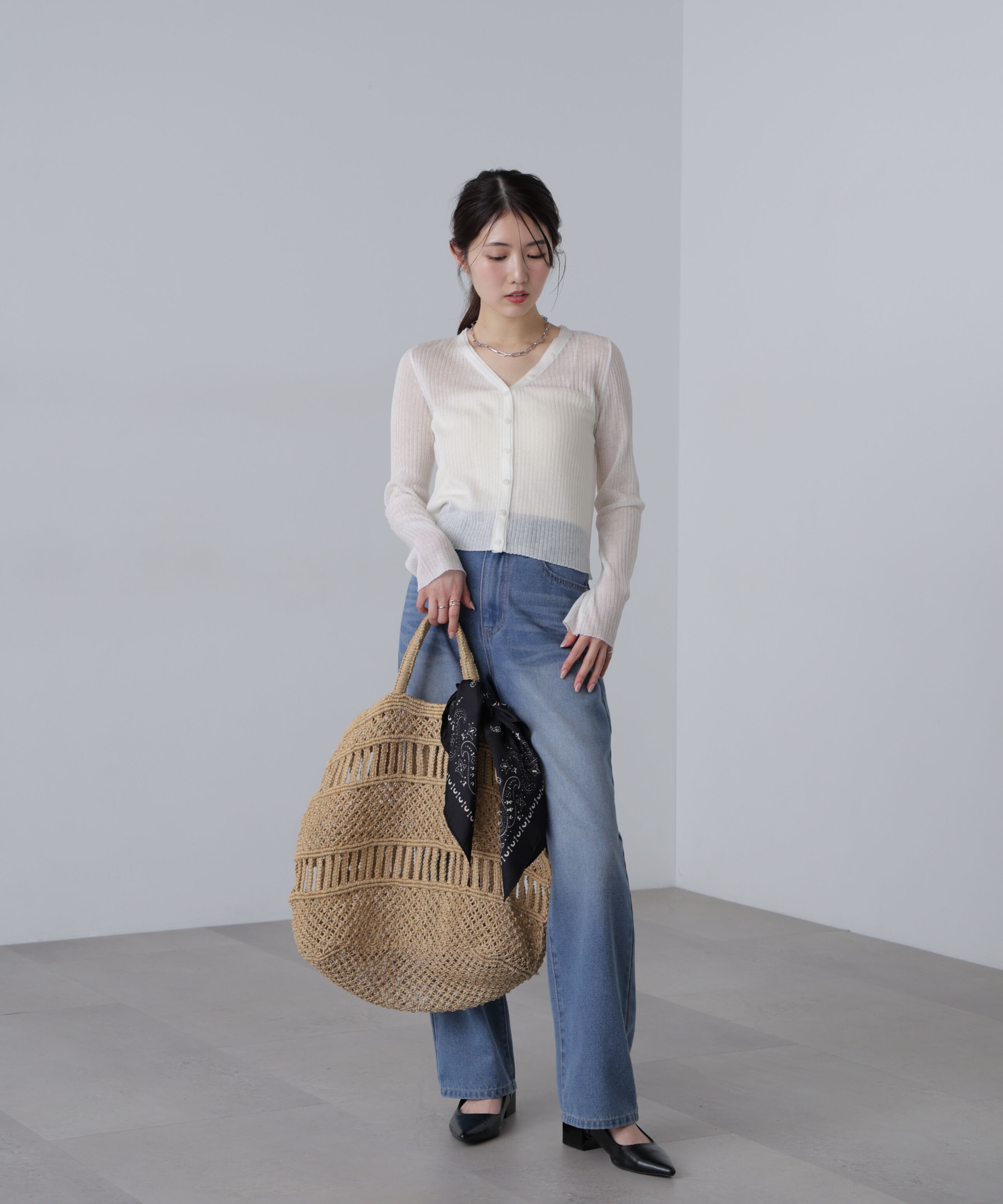  「シアーリブニットカーディガン」|ニット・セーター|