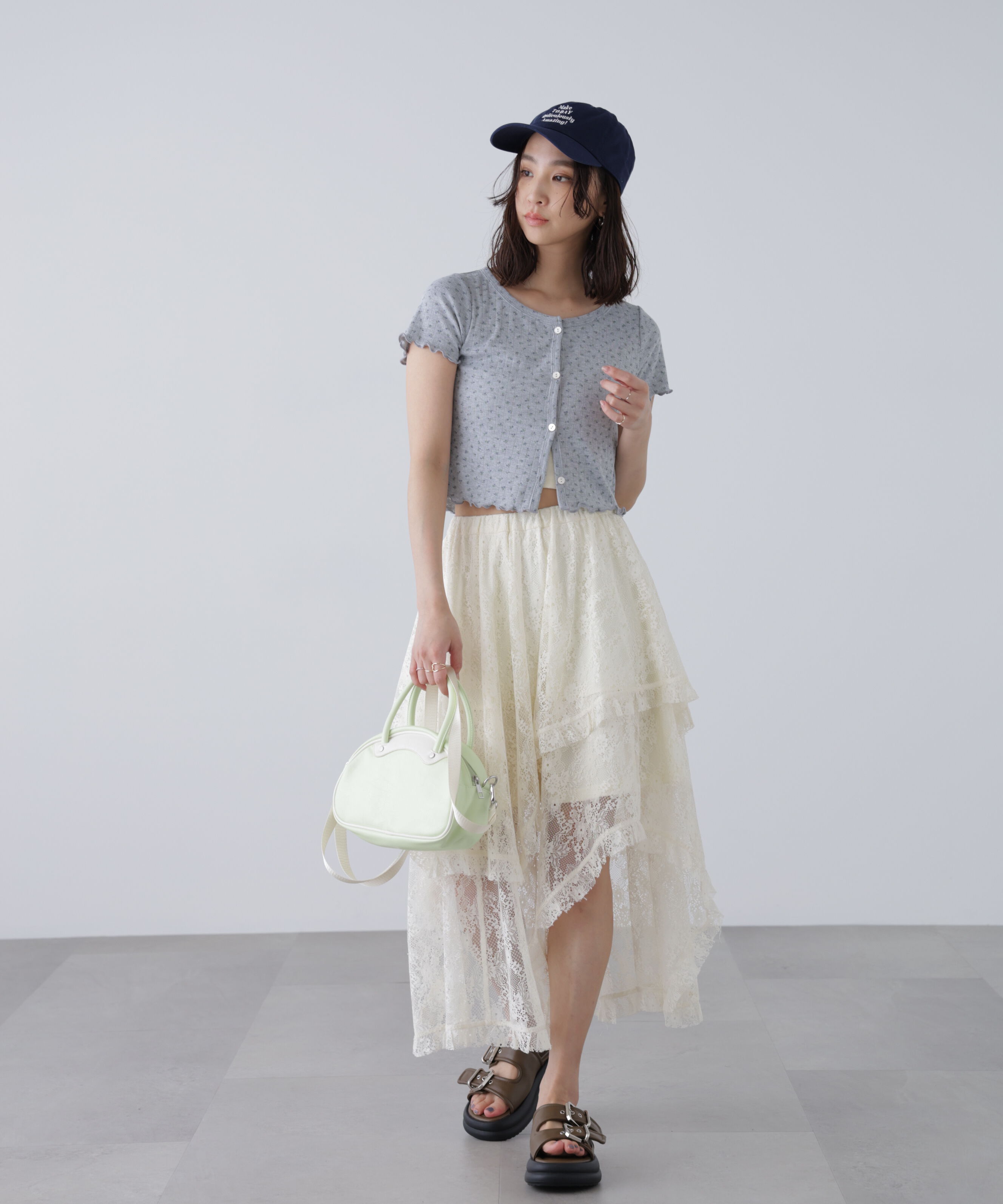  「花柄テレコカーディガン」|Tシャツ・カットソー|