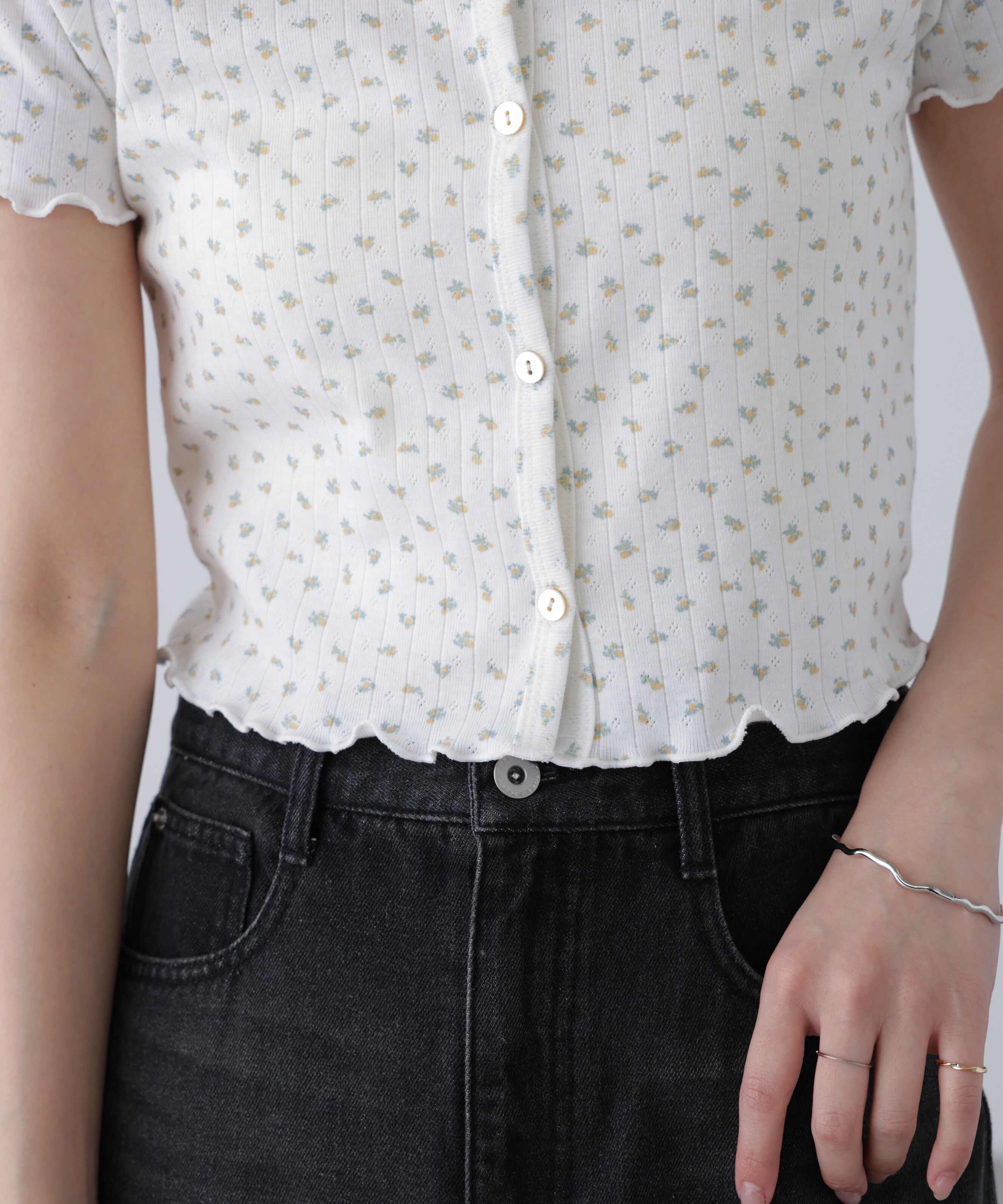  「花柄テレコカーディガン」|Tシャツ・カットソー|