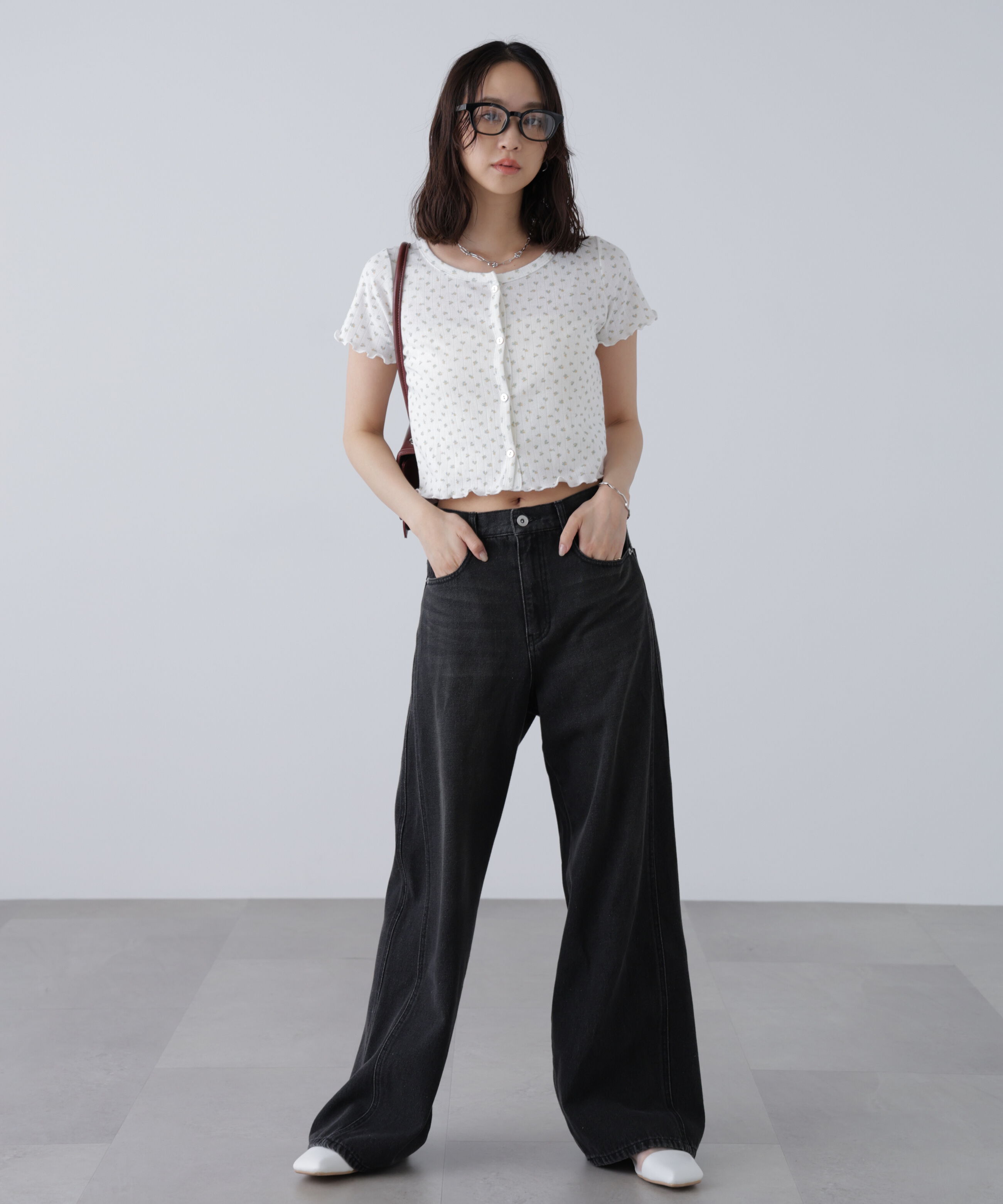  「花柄テレコカーディガン」|Tシャツ・カットソー|