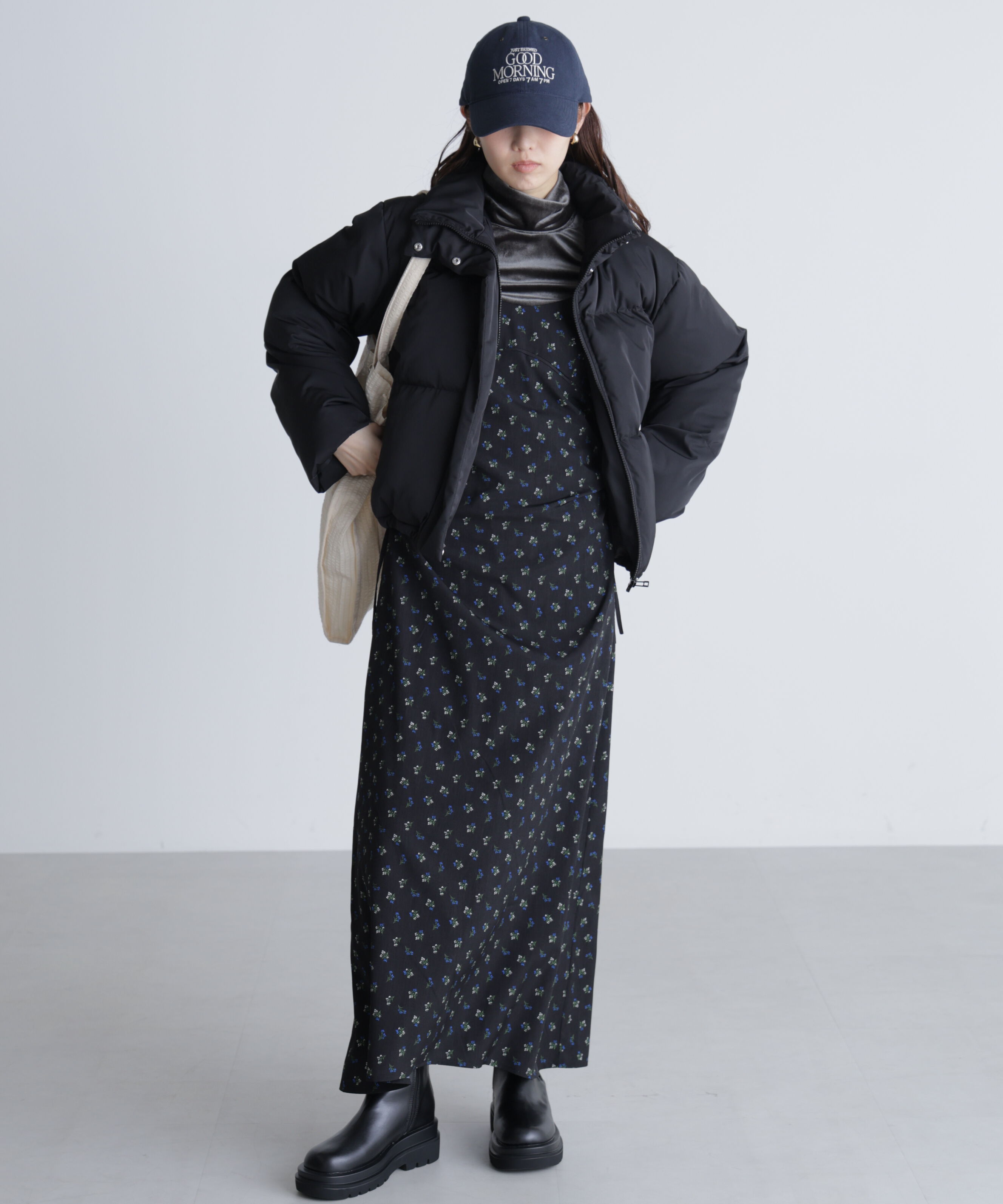  「小花柄ドロストキャミワンピース」|ワンピース|