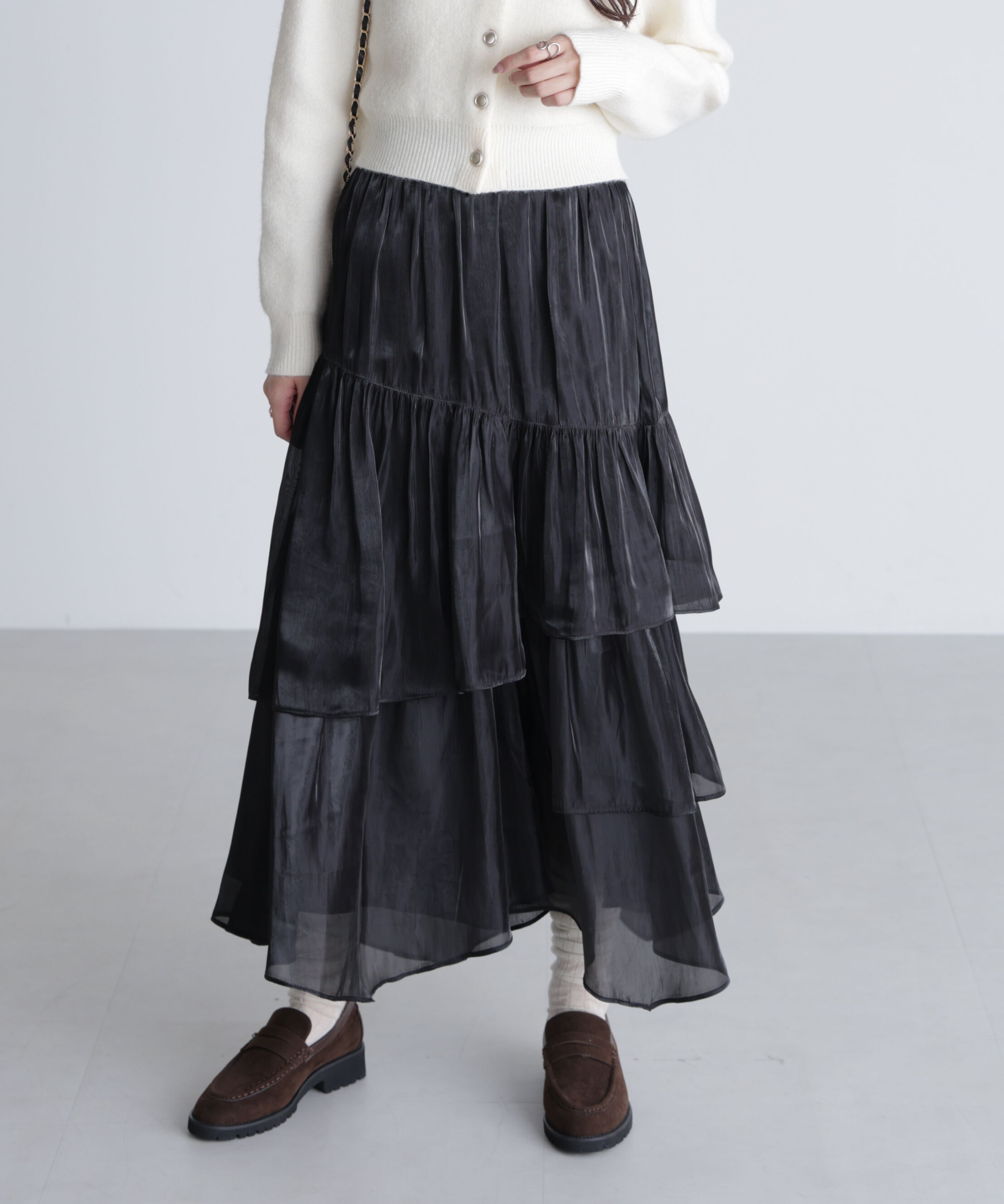  「シャイニーフリルティアードスカート」|スカート|