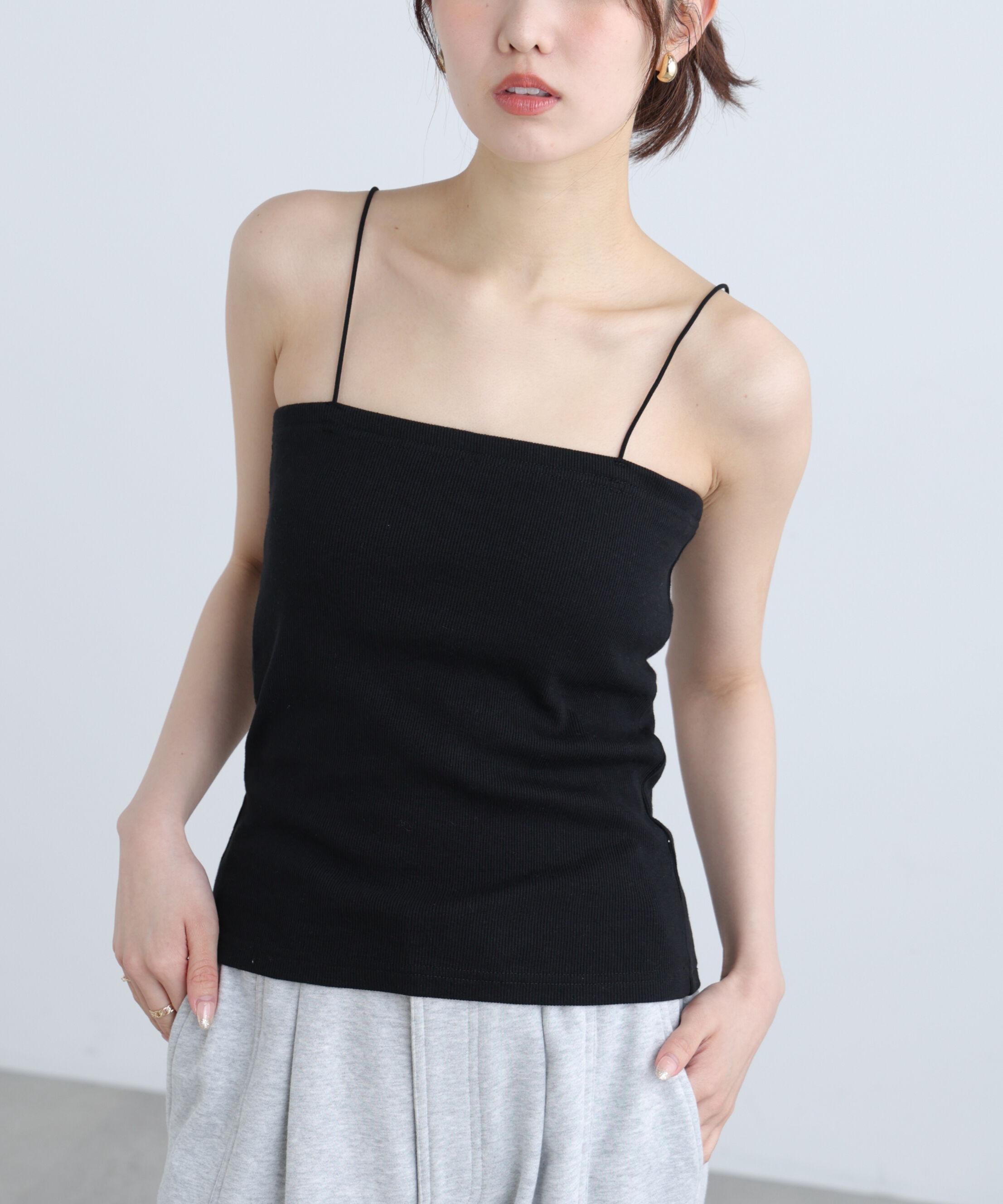  「[接触冷感][UV加工]カップ付きベアキャミソール」|Tシャツ・カットソー|