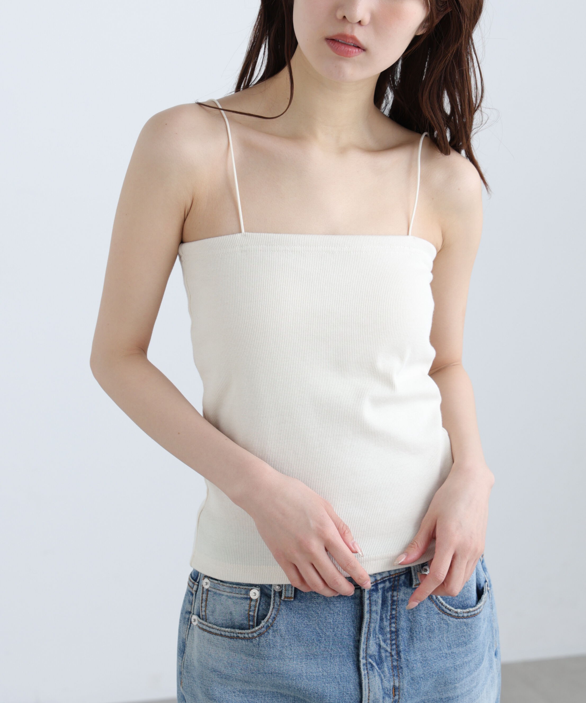  「[接触冷感][UV加工]カップ付きベアキャミソール」|Tシャツ・カットソー|