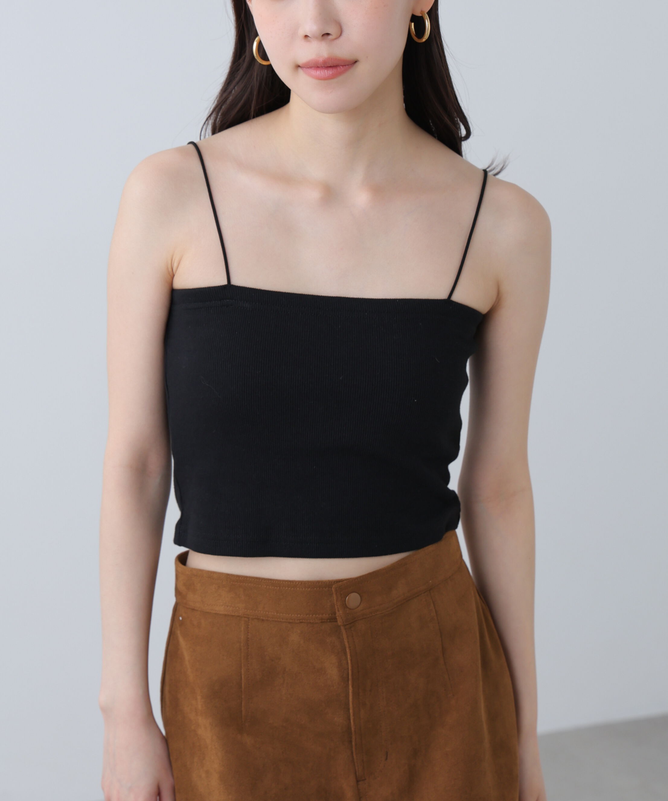  「[接触冷感][UV加工]カップ付きショート丈キャミソール」|Tシャツ・カットソー|