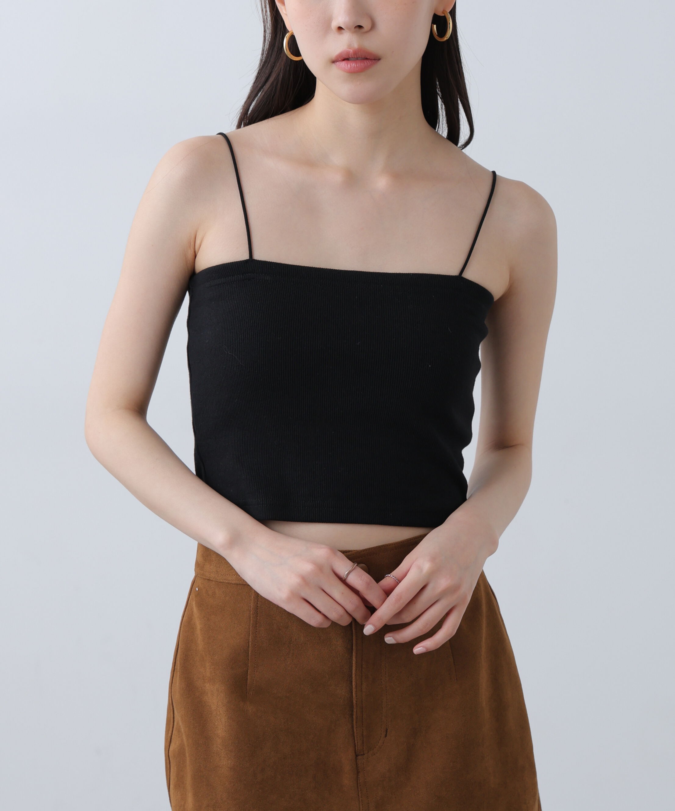  「[接触冷感][UV加工]カップ付きショート丈キャミソール」|Tシャツ・カットソー|