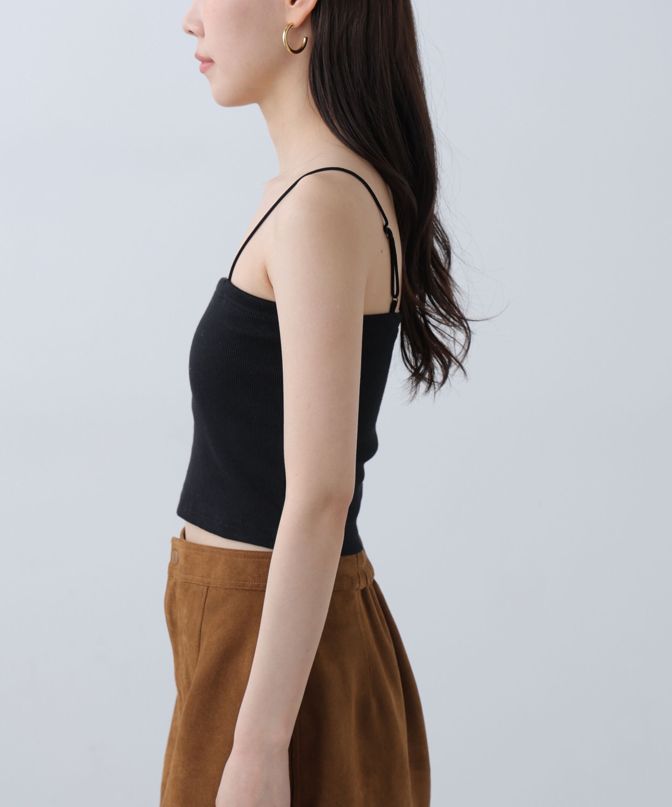  「[接触冷感][UV加工]カップ付きショート丈キャミソール」|Tシャツ・カットソー|