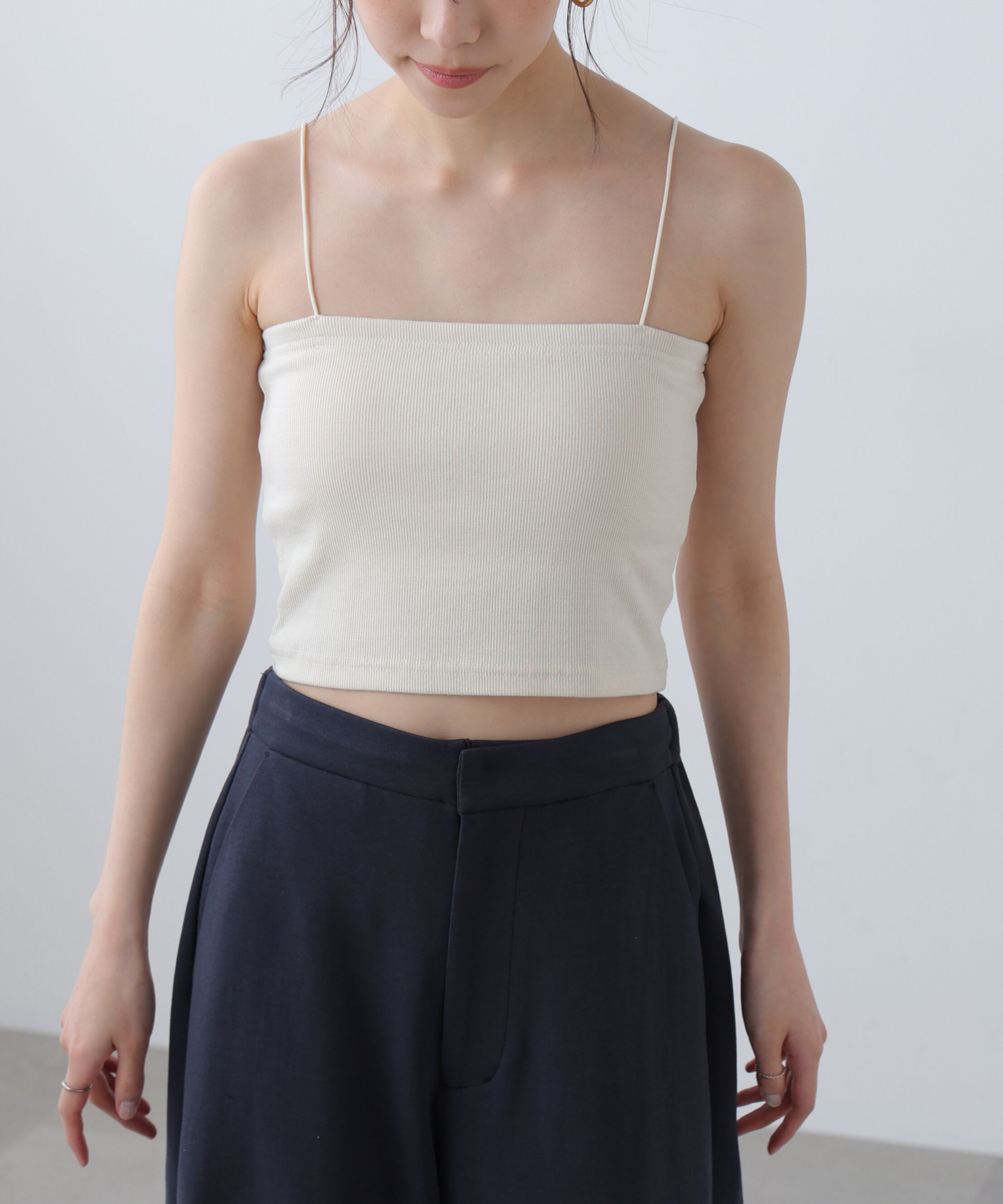  「[接触冷感][UV加工]カップ付きショート丈キャミソール」|Tシャツ・カットソー|