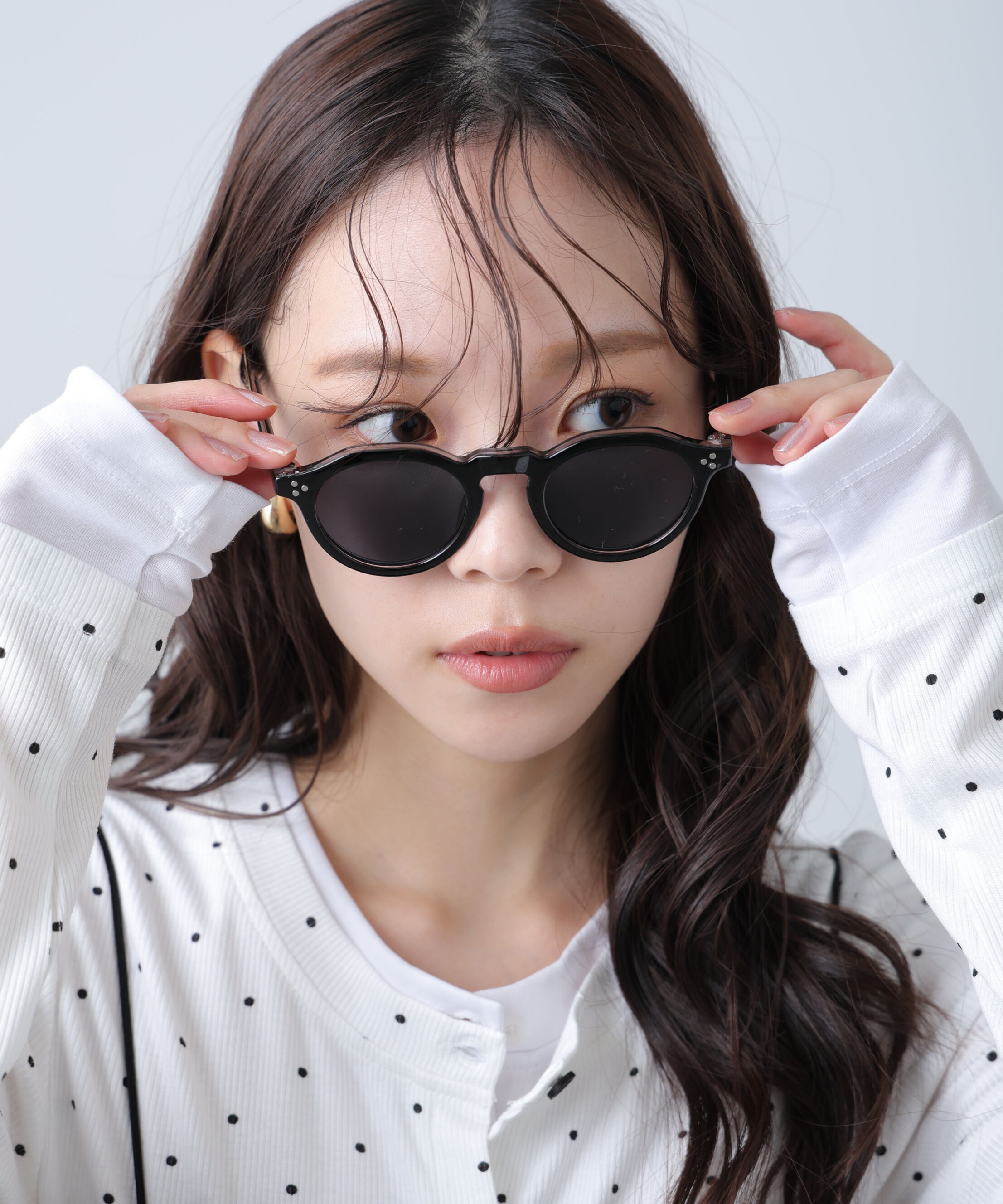  「太フレームボストンサングラス＆メガネ」|ハンカチ|ブラック