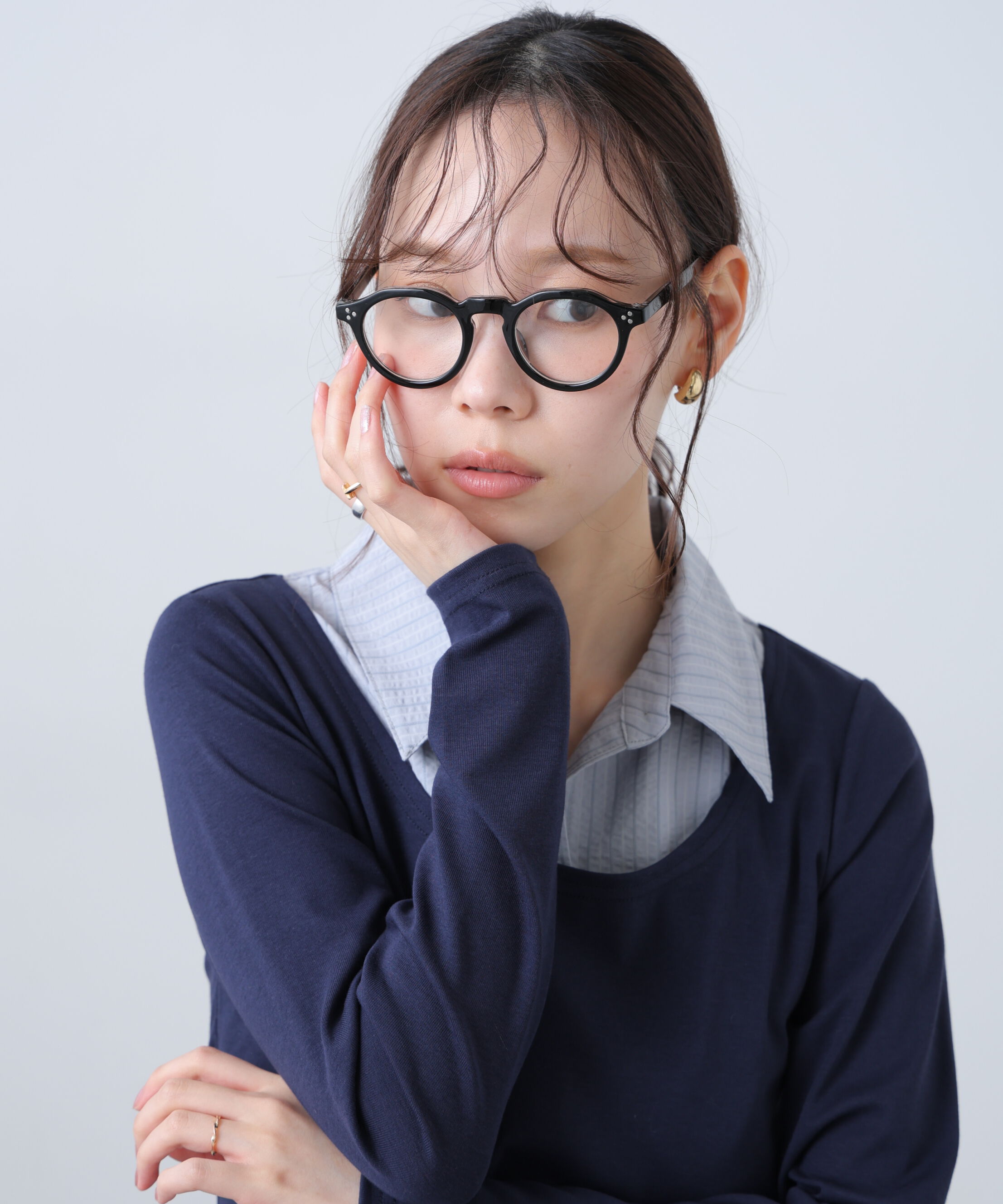  「太フレームボストンサングラス＆メガネ」|ハンカチ|