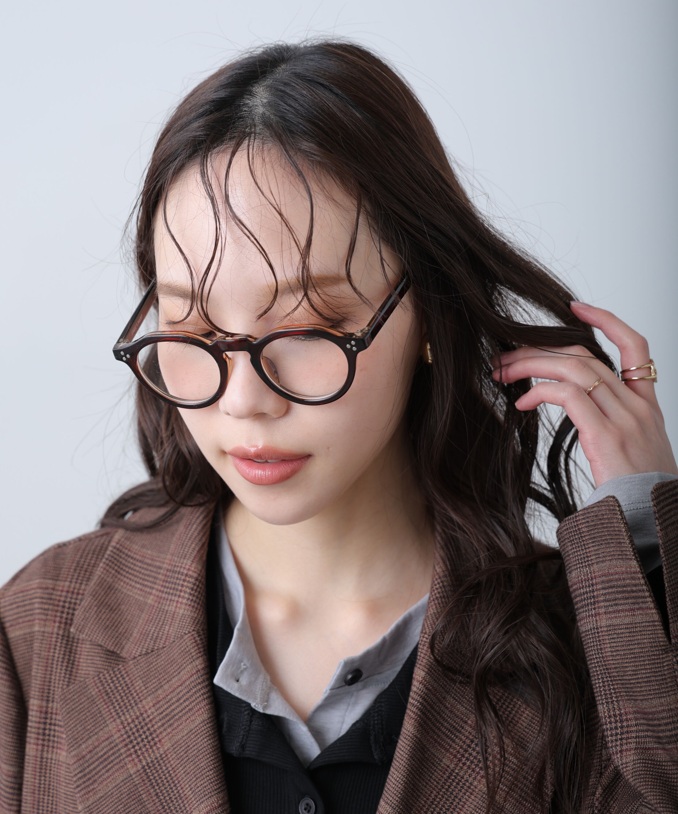  「太フレームボストンサングラス＆メガネ」|ハンカチ|