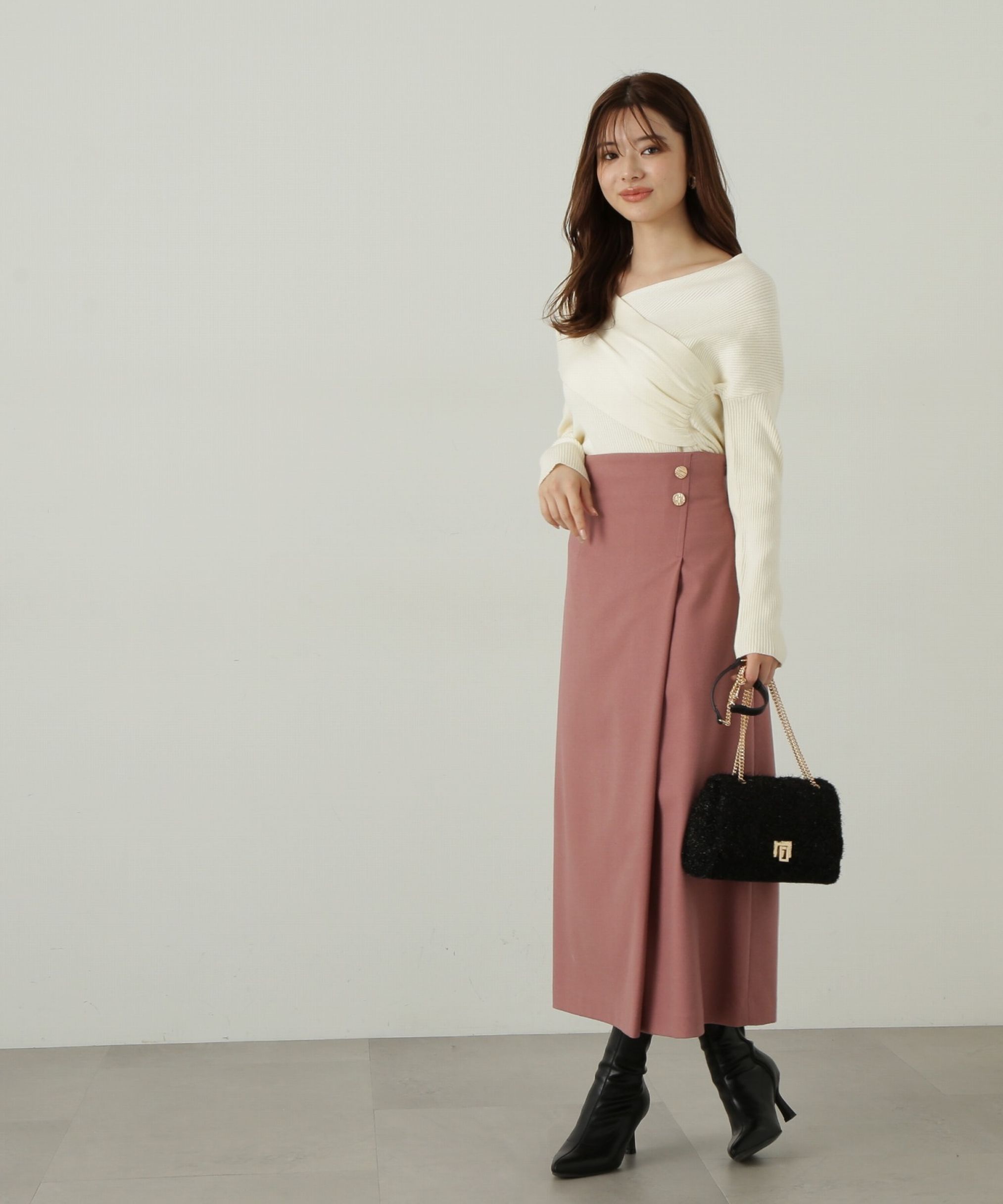 PROPORTION BODY DRESSING「ラップ風タックナロースカート」|スカート|