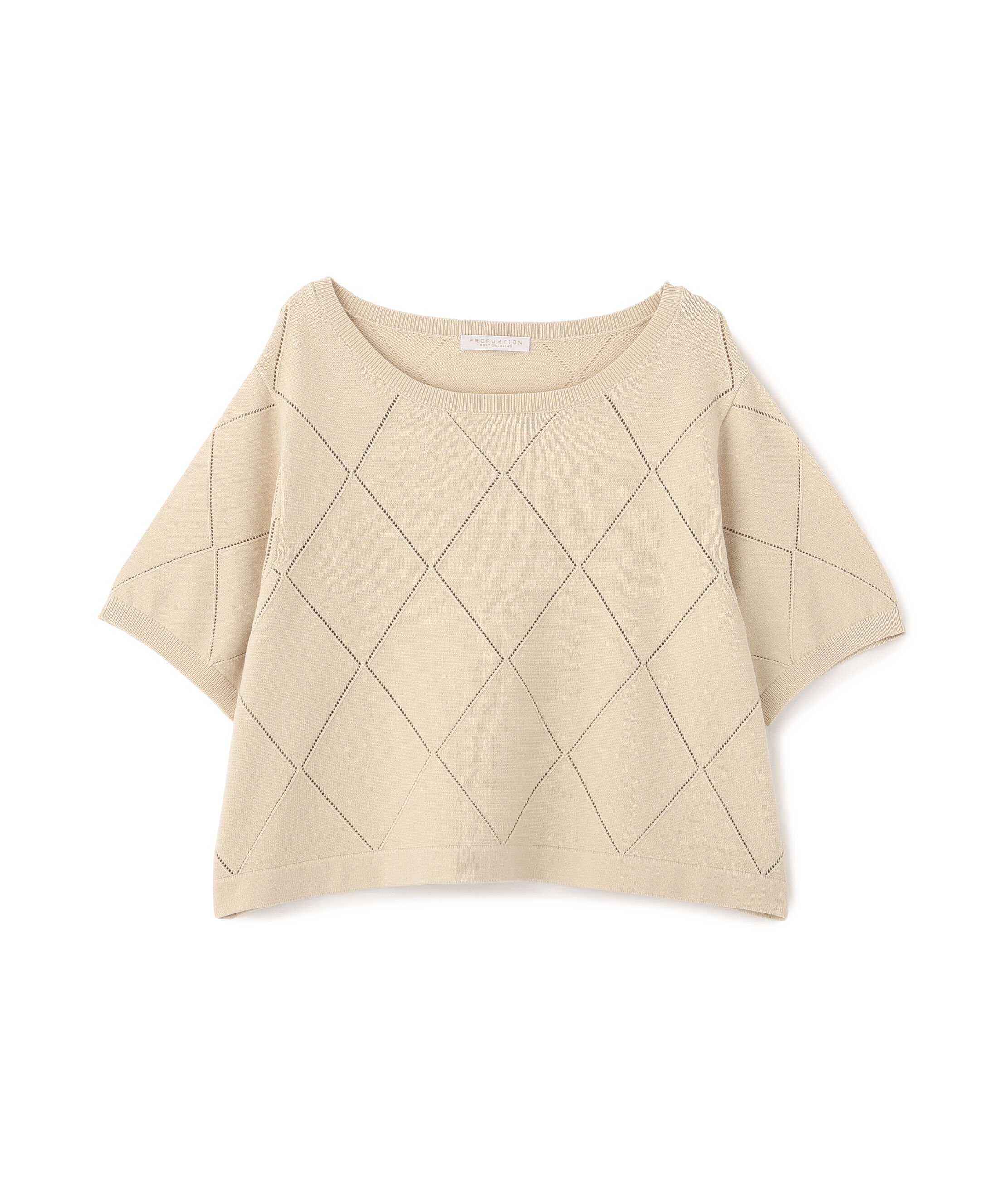 PROPORTION BODY DRESSING「＜ハンドウォッシャブル＞ダイヤ柄半袖ニット 25AW」|ニット・セーター|