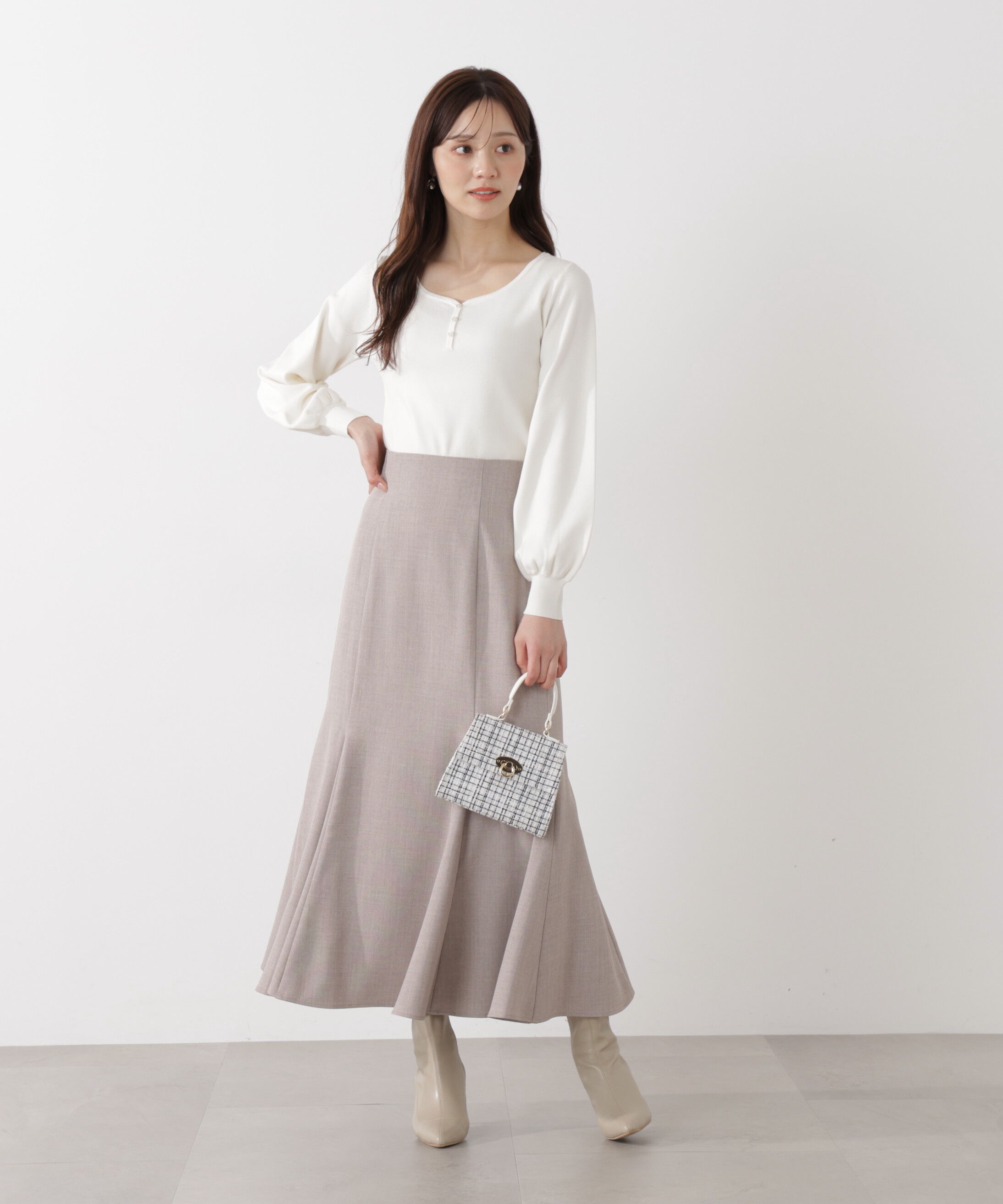 PROPORTION BODY DRESSING「＜ウォッシャブル/UV＞釦付きハートネック総針ニット」|ニット・セーター|