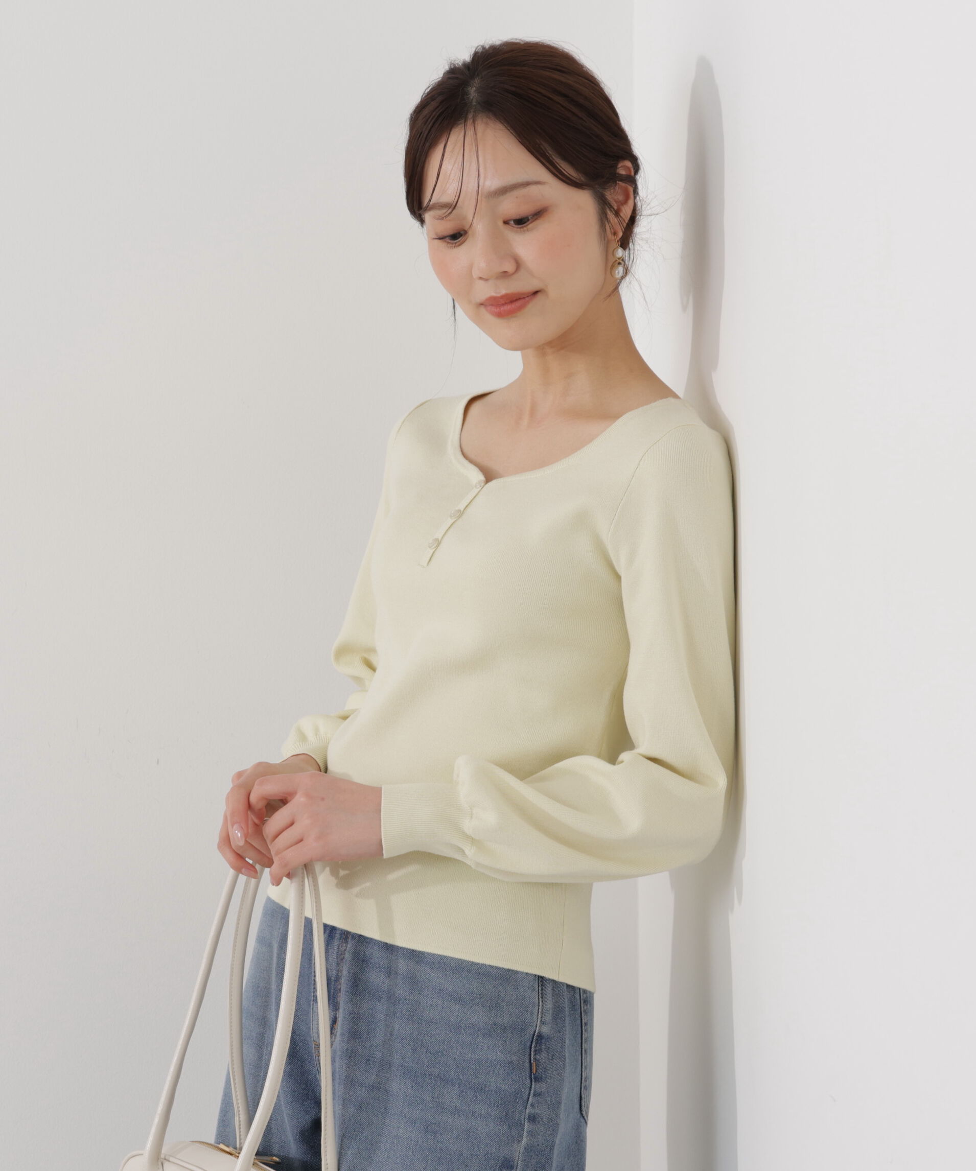 PROPORTION BODY DRESSING「＜ウォッシャブル/UV＞釦付きハートネック総針ニット」|ニット・セーター|