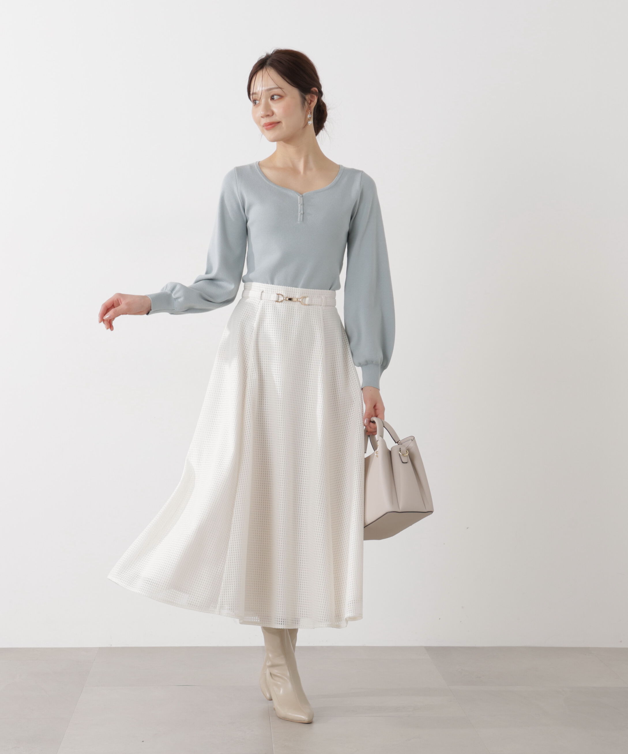 PROPORTION BODY DRESSING「＜ウォッシャブル/UV＞釦付きハートネック総針ニット」|ニット・セーター|