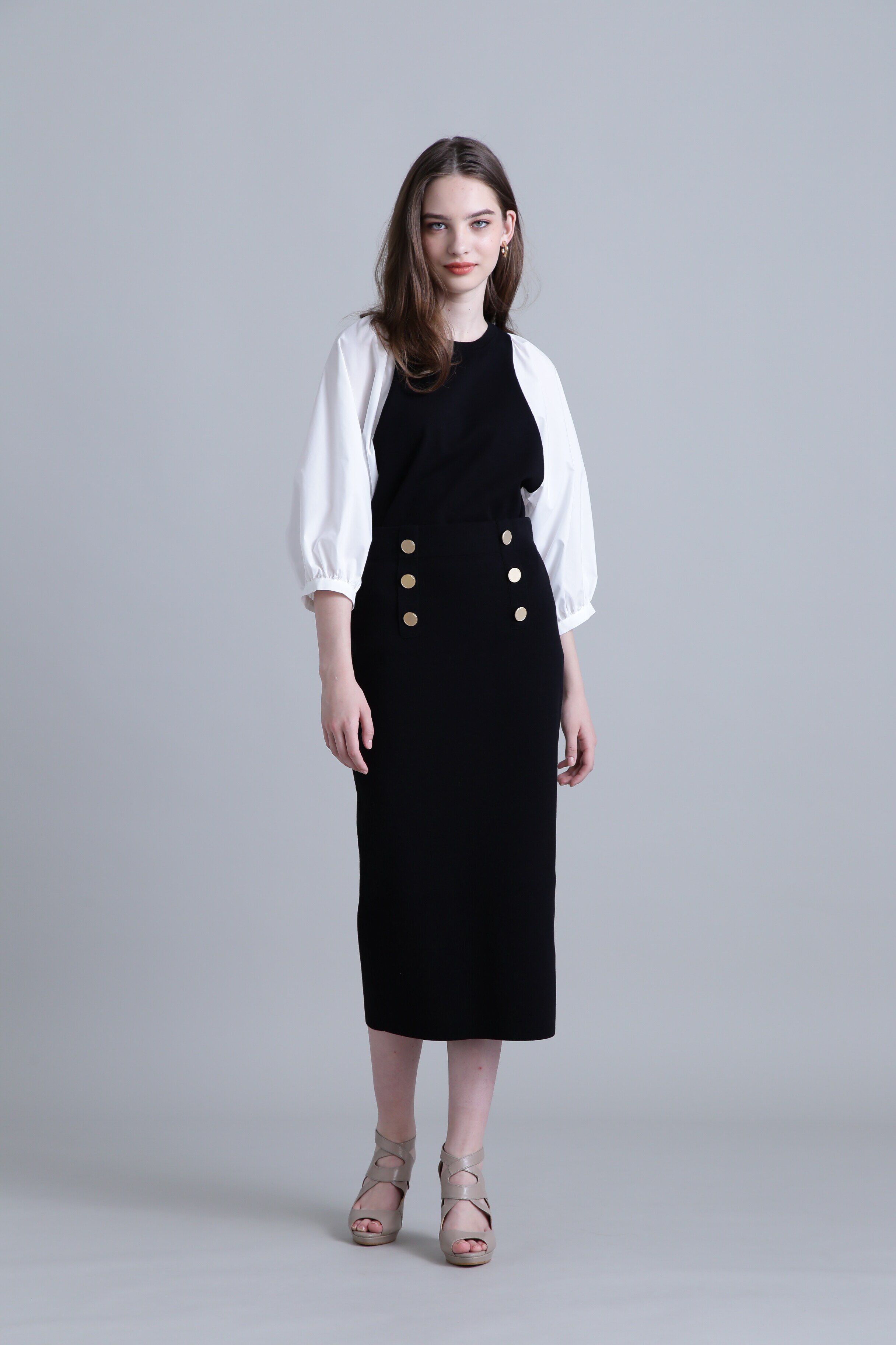  「◆メタル釦ニットスカート」|スカート|