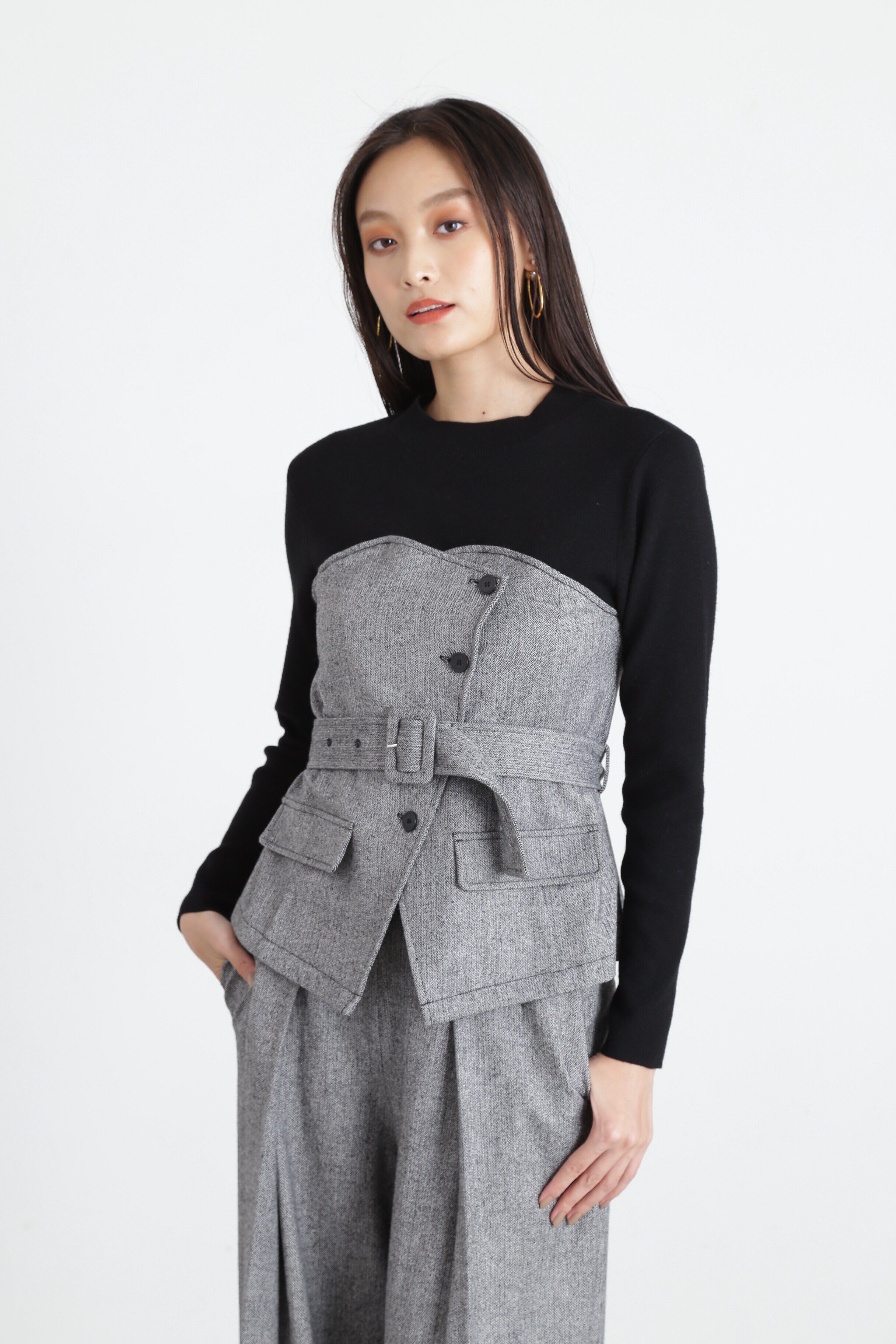  「◆ヘリンボンコンビニットプルオーバー」|ニット・セーター|