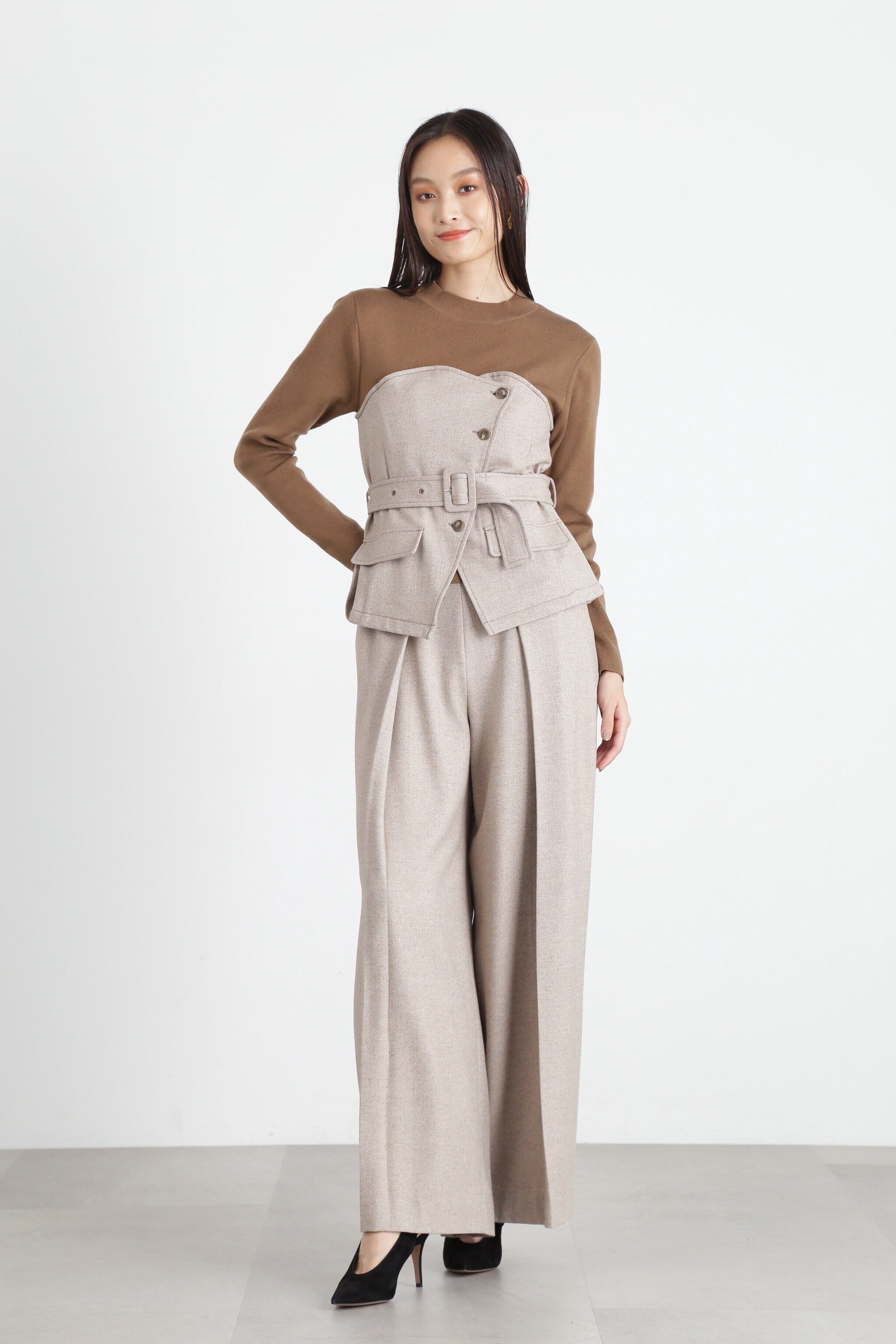  「◆ヘリンボンコンビニットプルオーバー」|ニット・セーター|