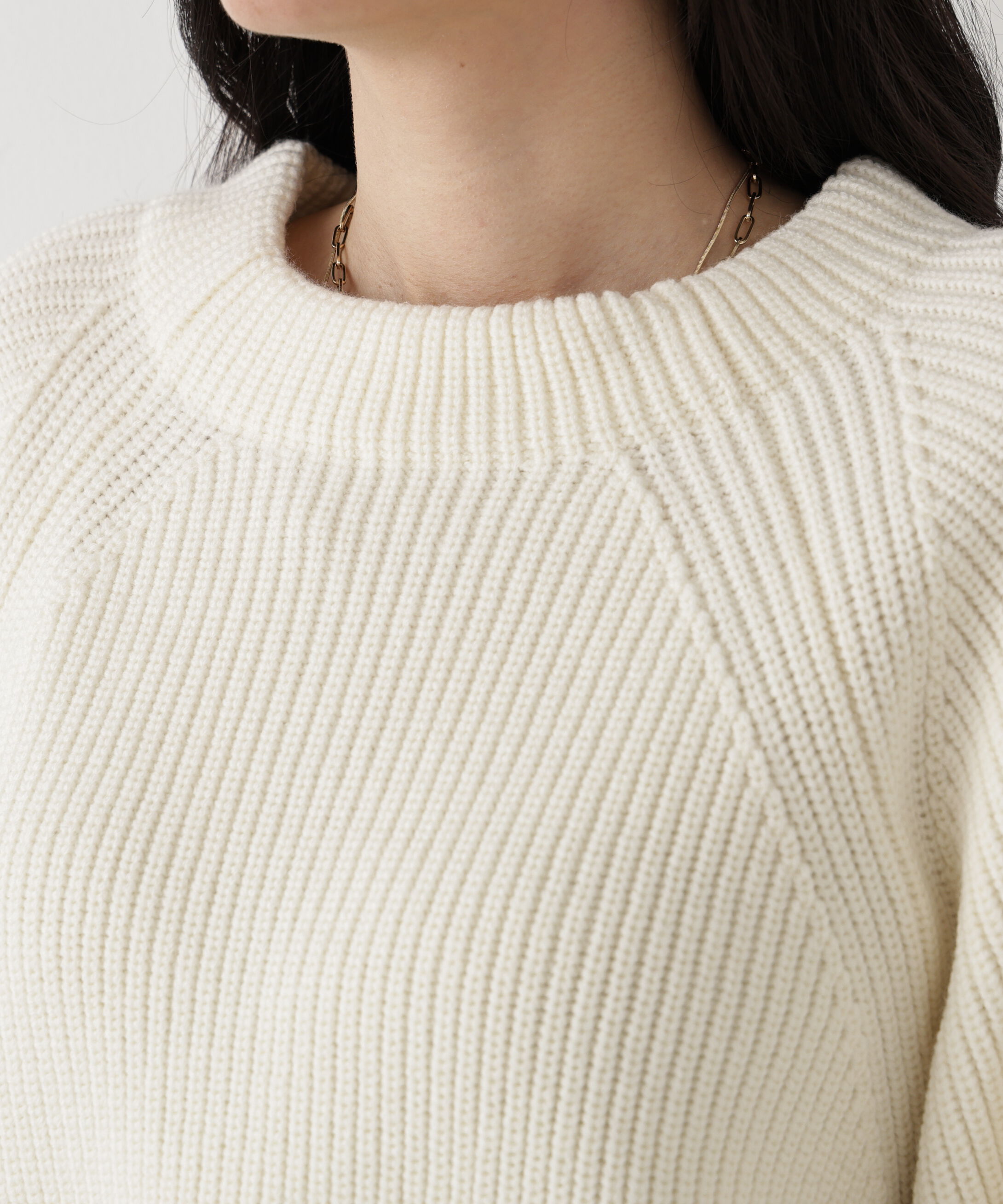  「◆ファーグローブ付き畦ニットプルオーバー」|ニット・セーター|