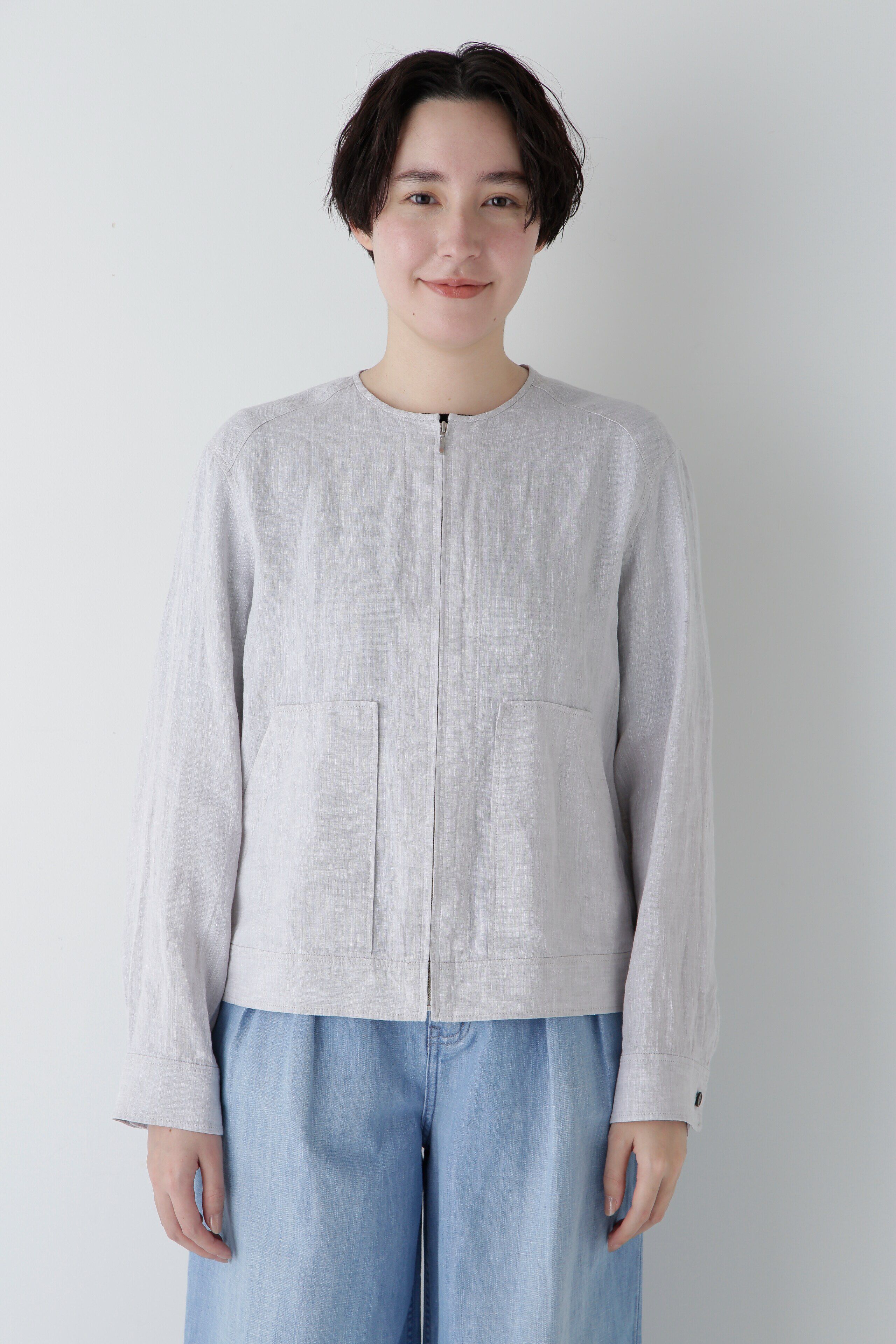  「◆ハードマンリネンノーカラージップブルゾン」|ブルゾン・スタジャン|