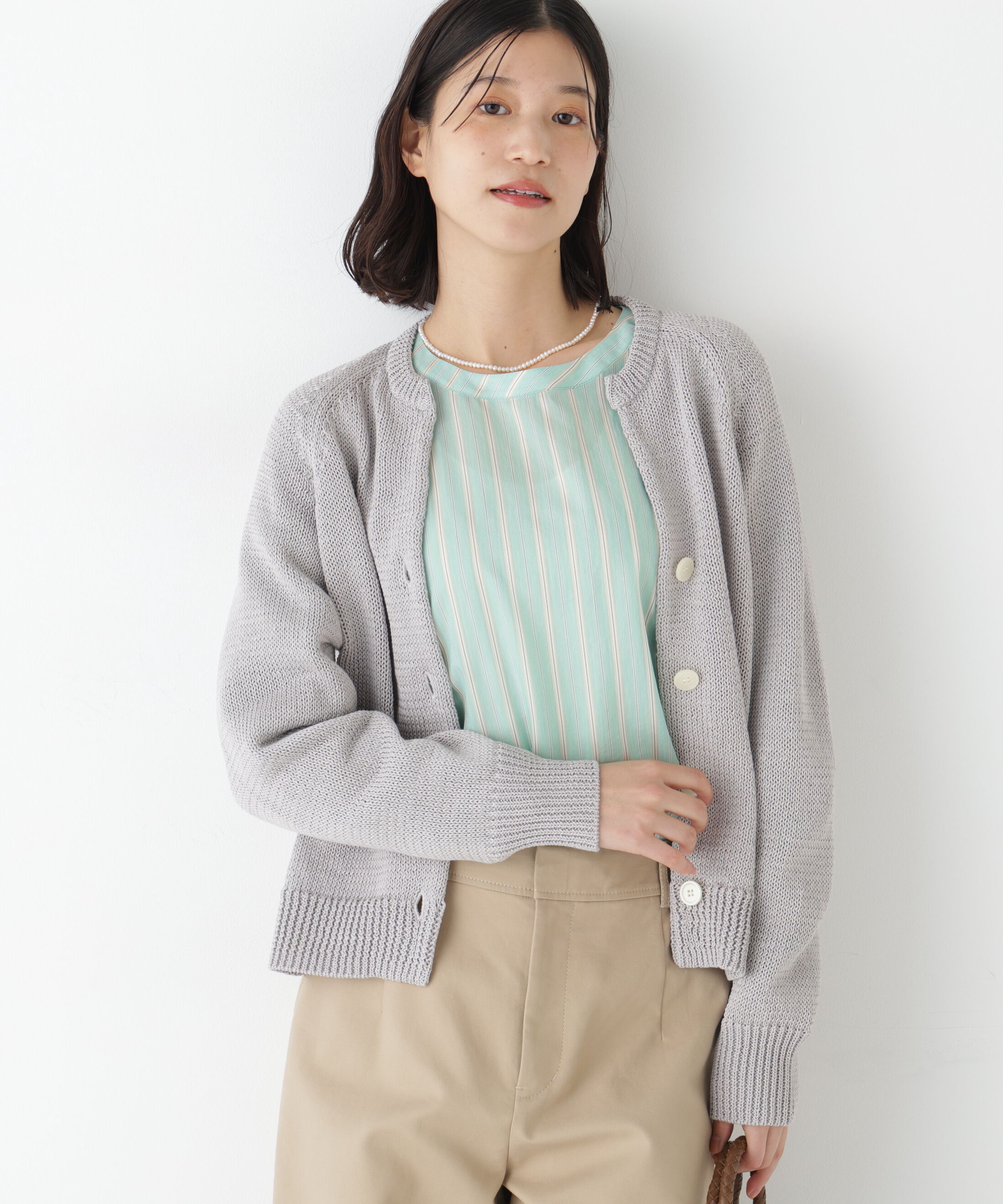  「◆ギマコットンキーネックカーディガン」|ニット・セーター|