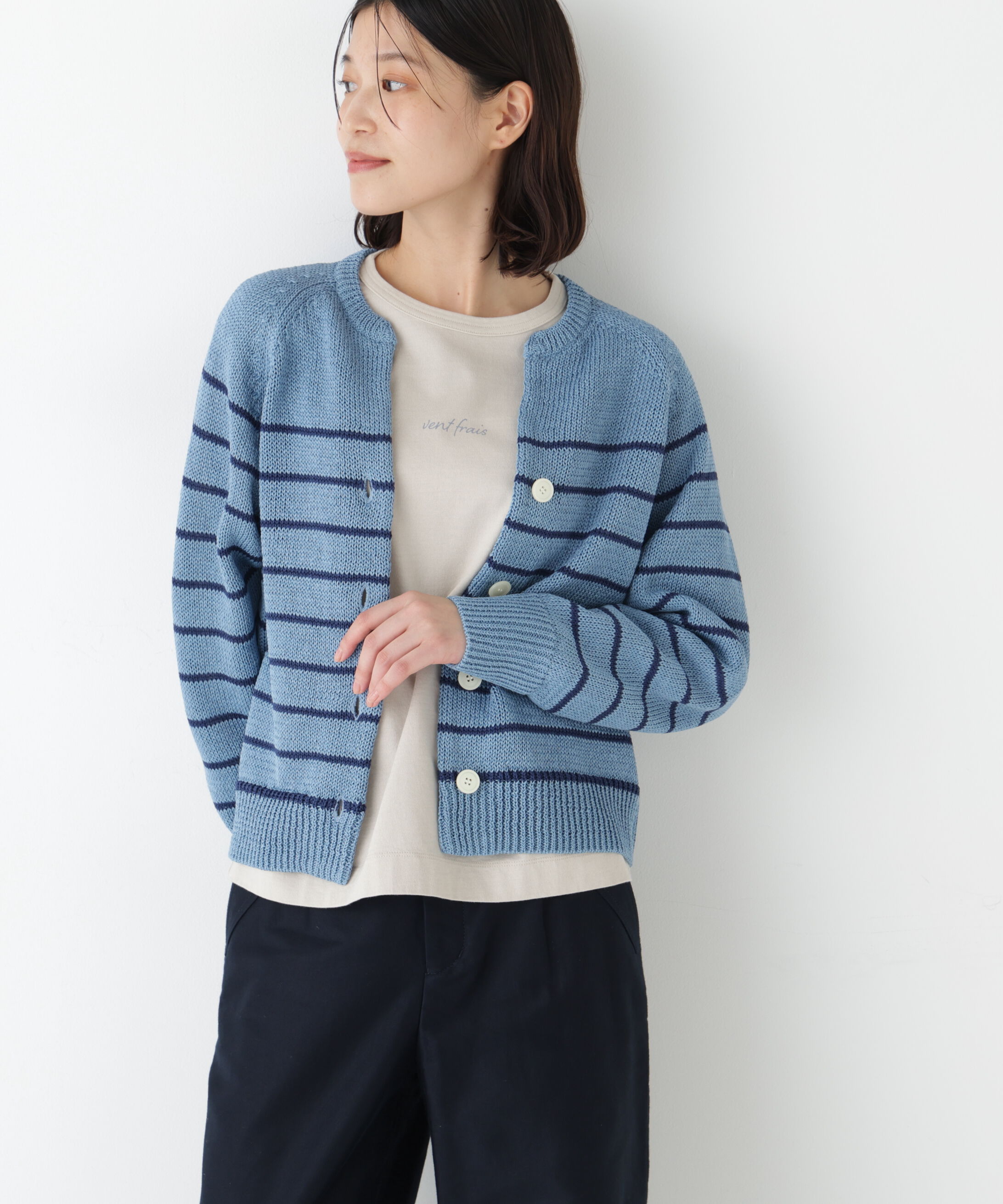  「◆ギマコットンキーネックカーディガン」|ニット・セーター|