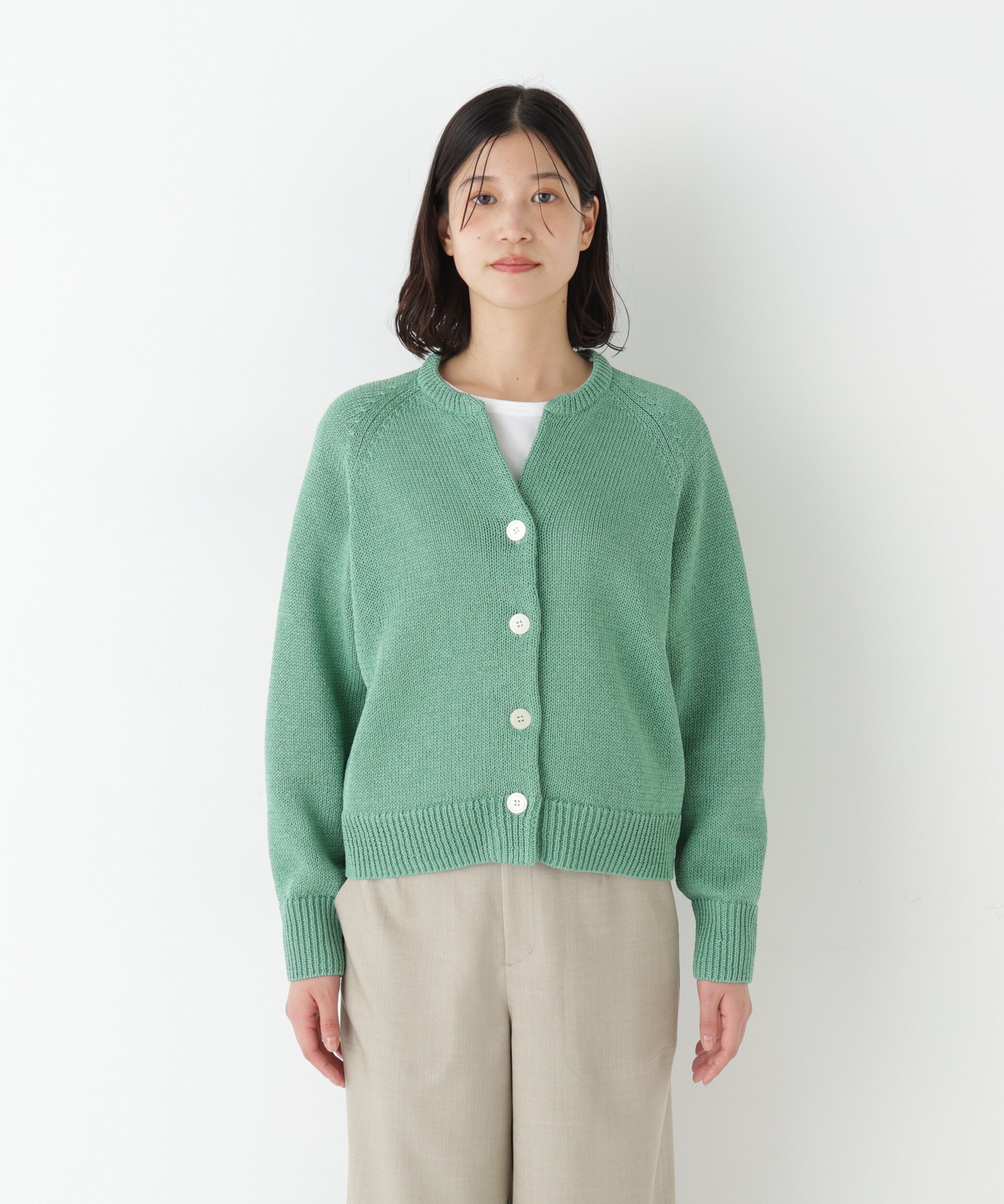  「◆ギマコットンキーネックカーディガン」|ニット・セーター|