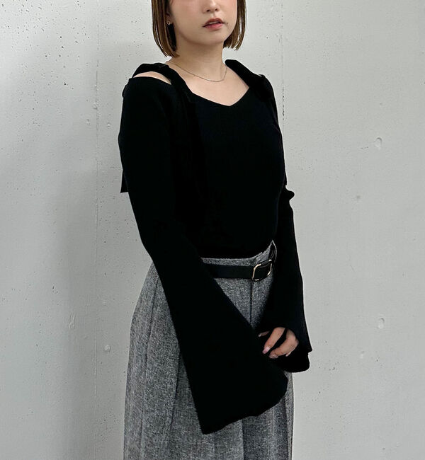 archives「ベロア肩リボンオフショルニットプルオーバー」|ニット・セーター|